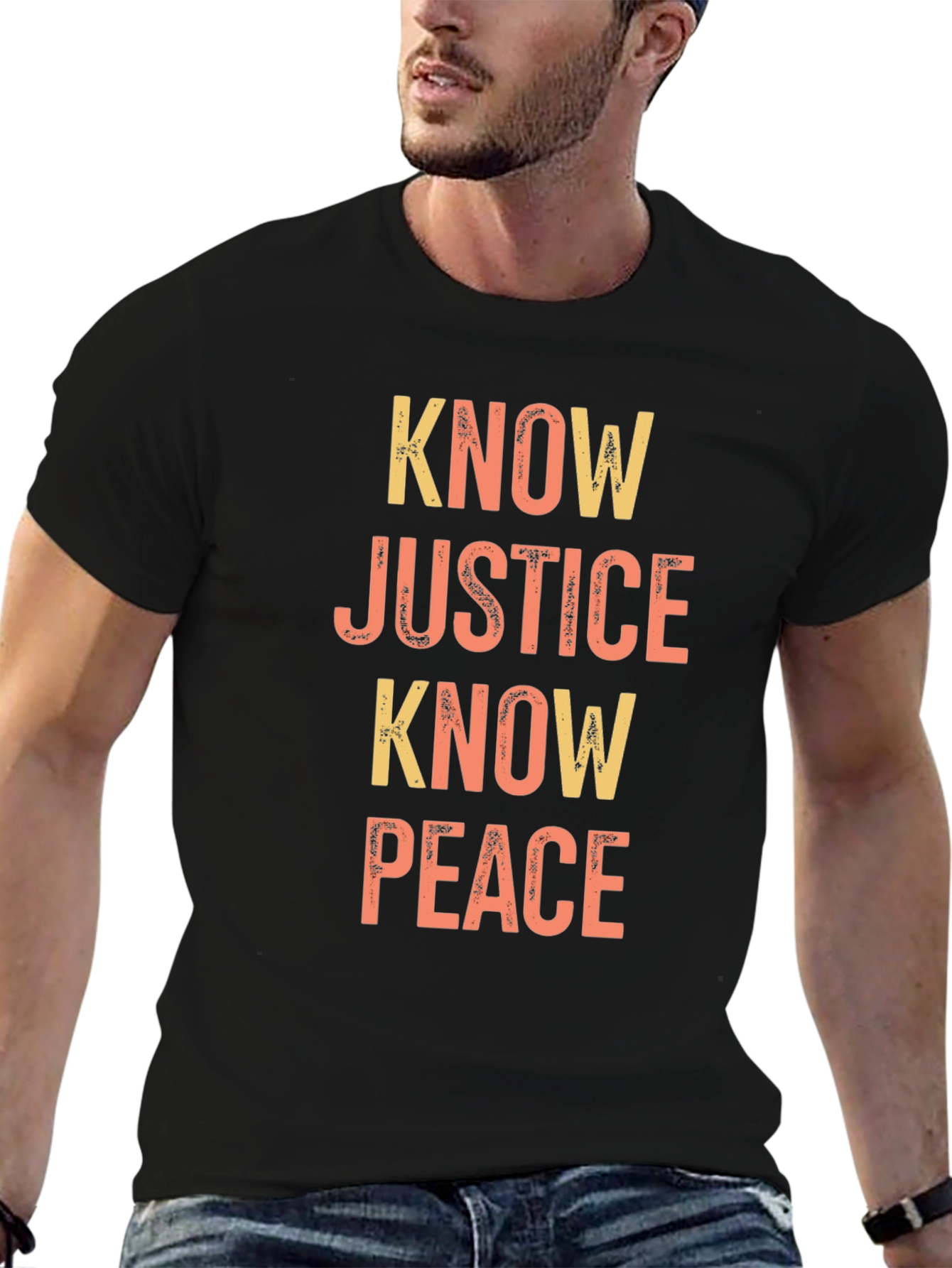 Black Know Justice Know Peace Graphic T-Shirt view 6