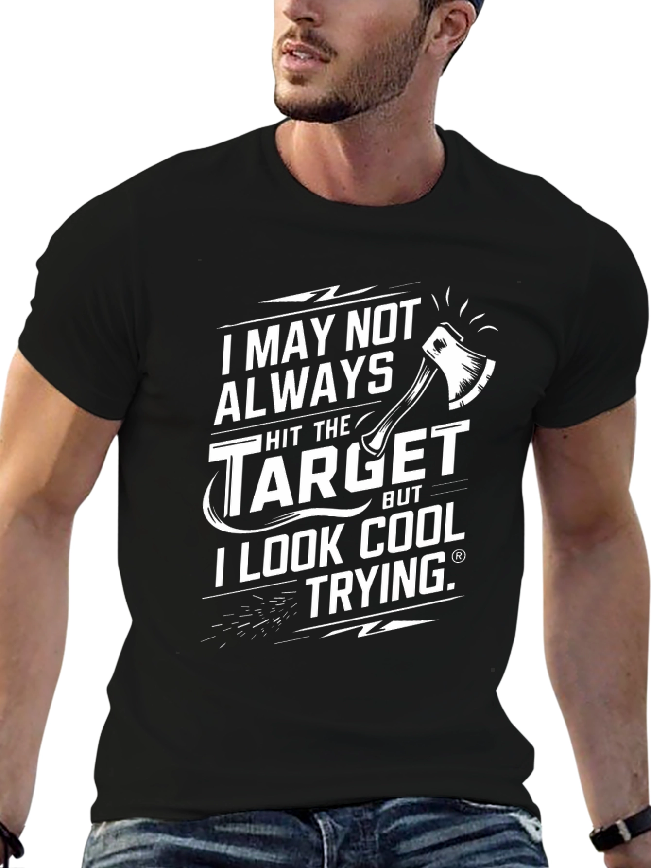 Black Funny Axe Throwing T-Shirt: I May Not Always Hit the Target view 6
