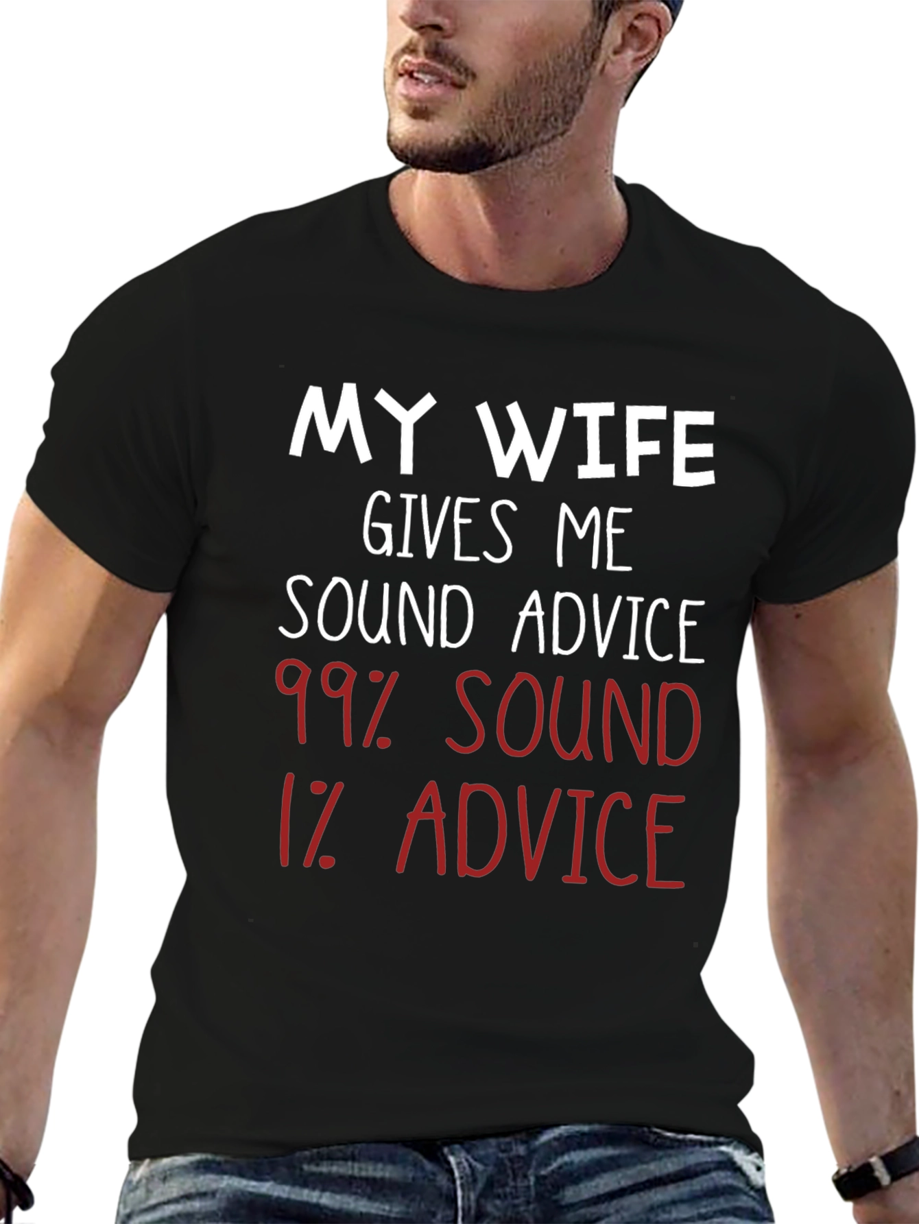 Black Humorous 'My Wife' Advice Graphic T-Shirt view 6