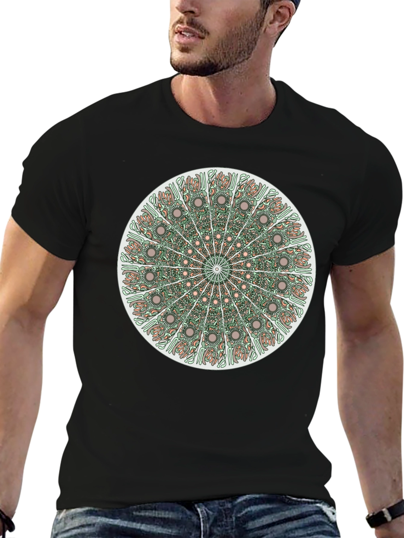 Black Mandala Graphic Print T-Shirt view 6