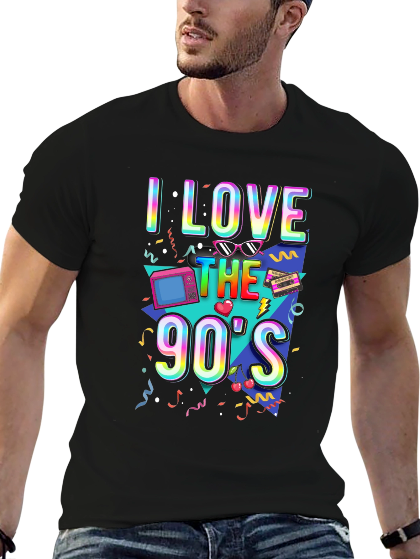 Black I Love The 90's T-Shirt view 6
