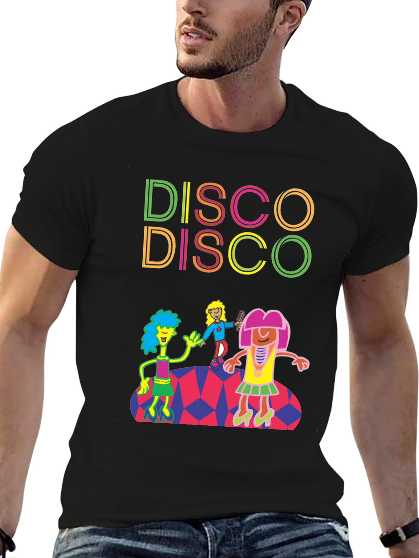 Black Retro Disco T-Shirt - Dance Party Tee view 6