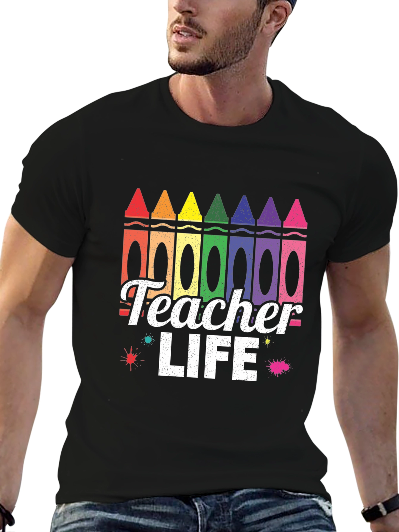 Black Teacher Life Crayon T-Shirt view 6