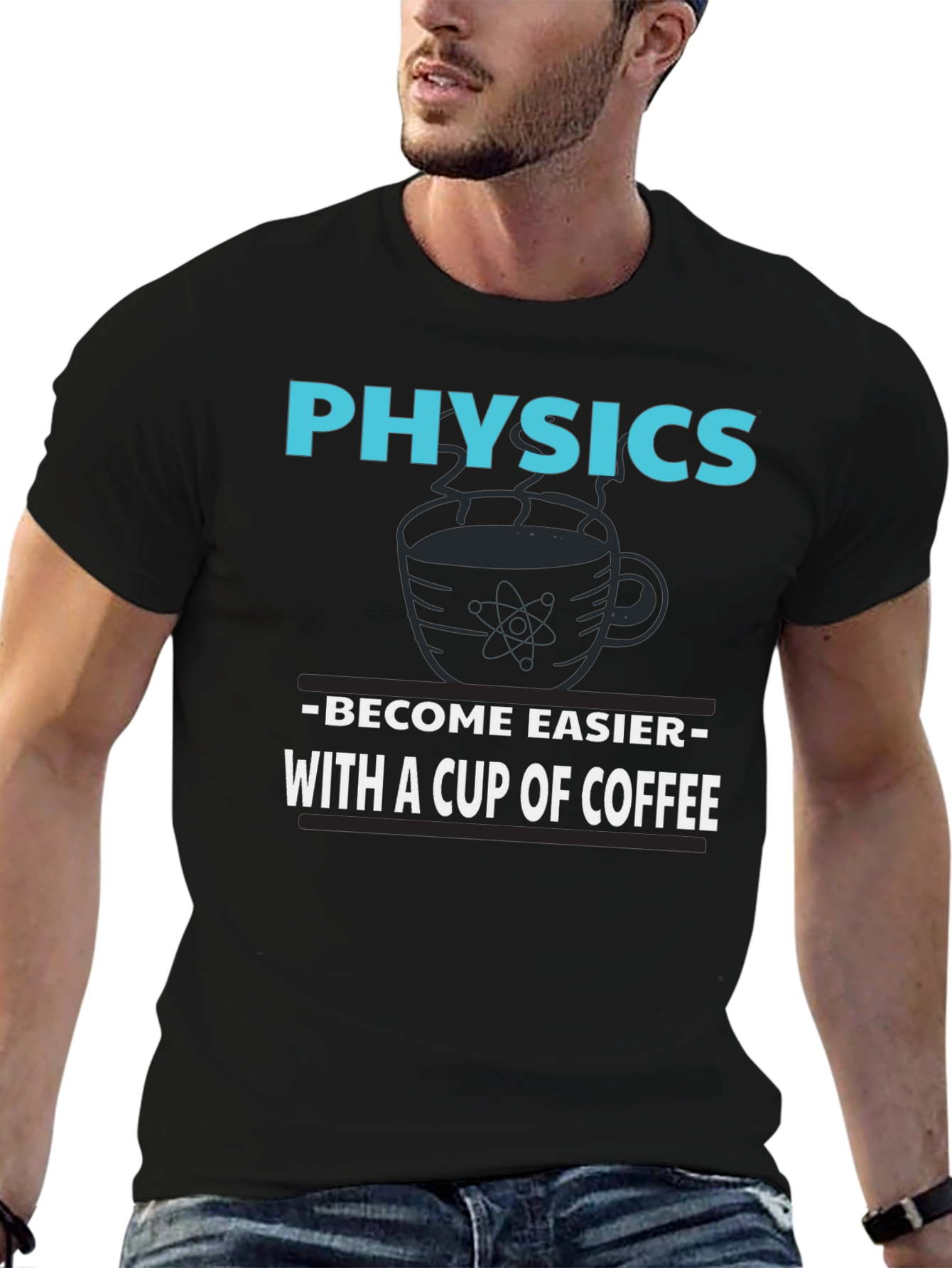 Black Physics & Coffee T-Shirt - Become Easier With a Cup of Coffee view 6