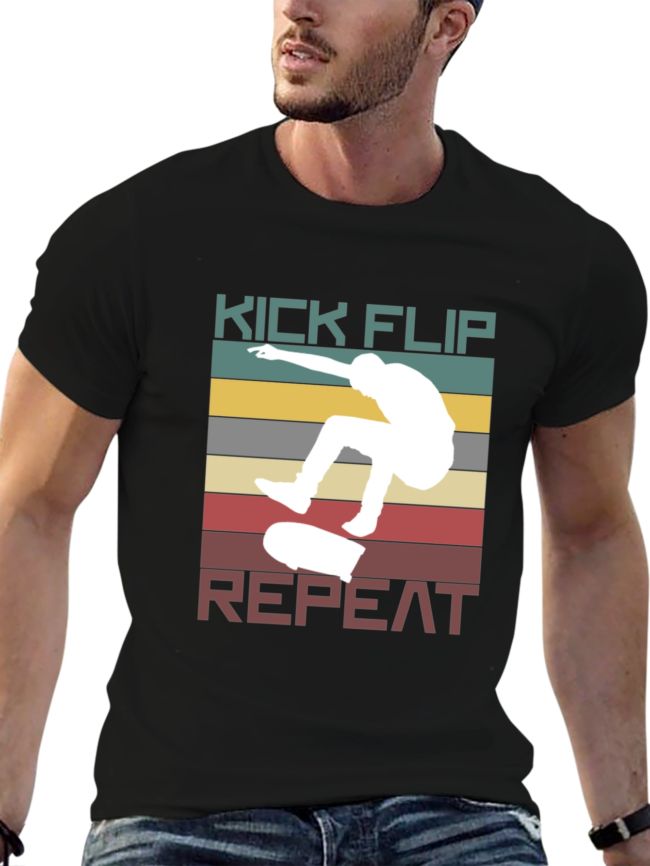 Black Kick Flip Repeat Graphic Tee view 6