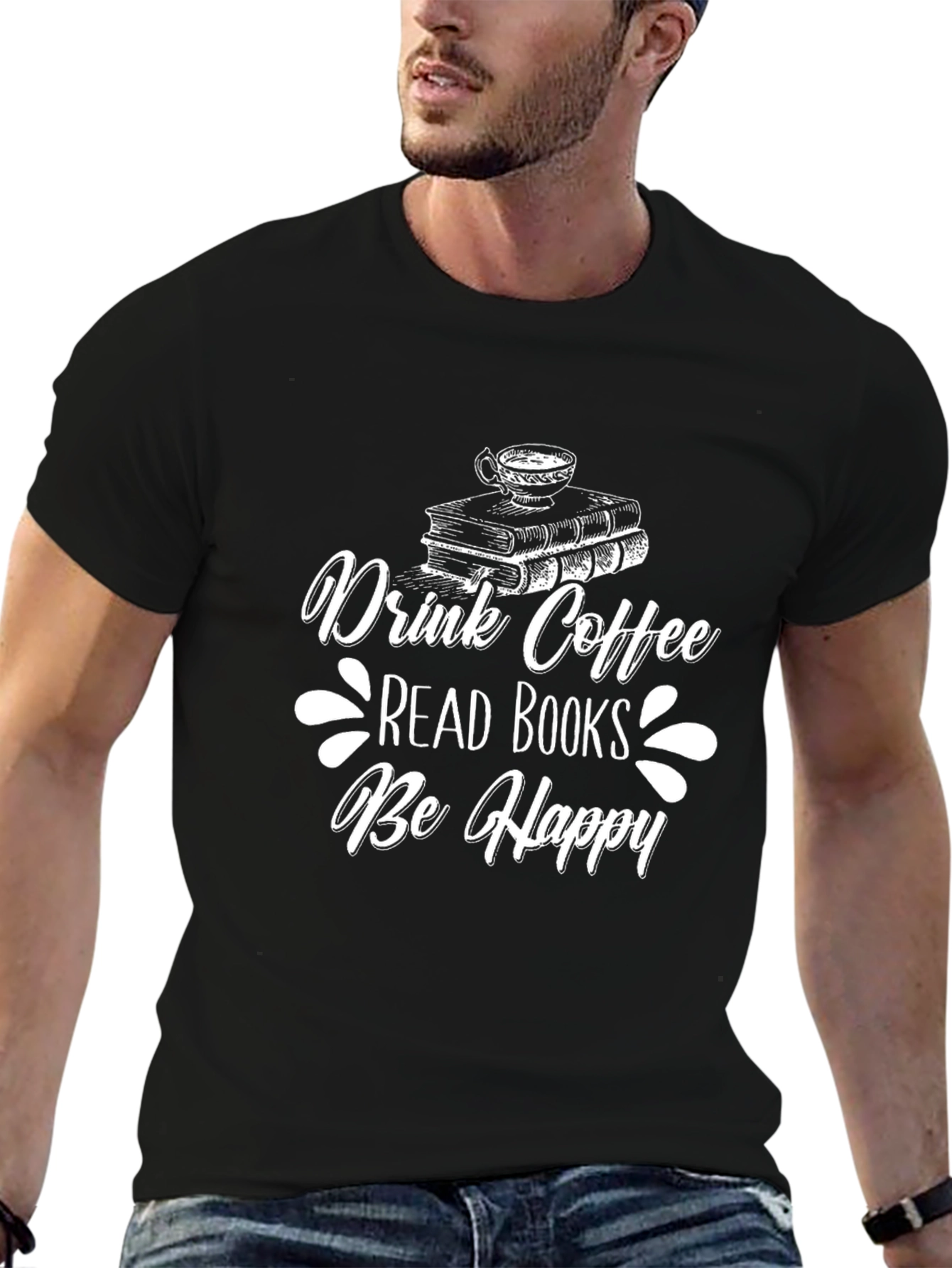 Black Drink Coffee, Read Books, Be Happy Graphic Tee view 6
