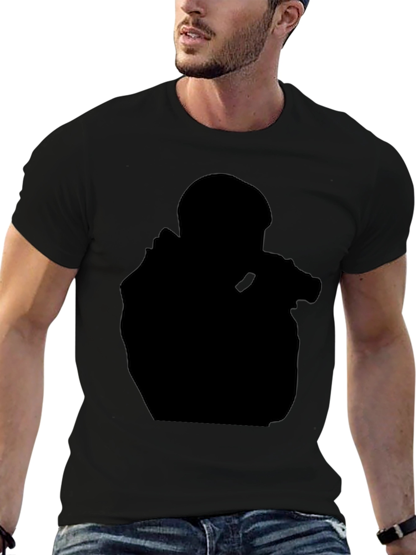 Black Black Graphic Tee - Silhouette Design view 6