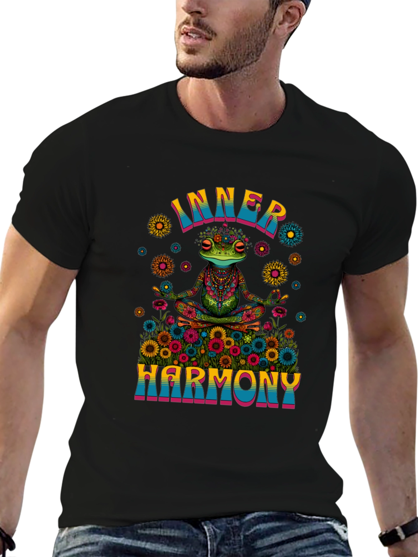 Black Inner Harmony Frog Graphic T-Shirt view 6