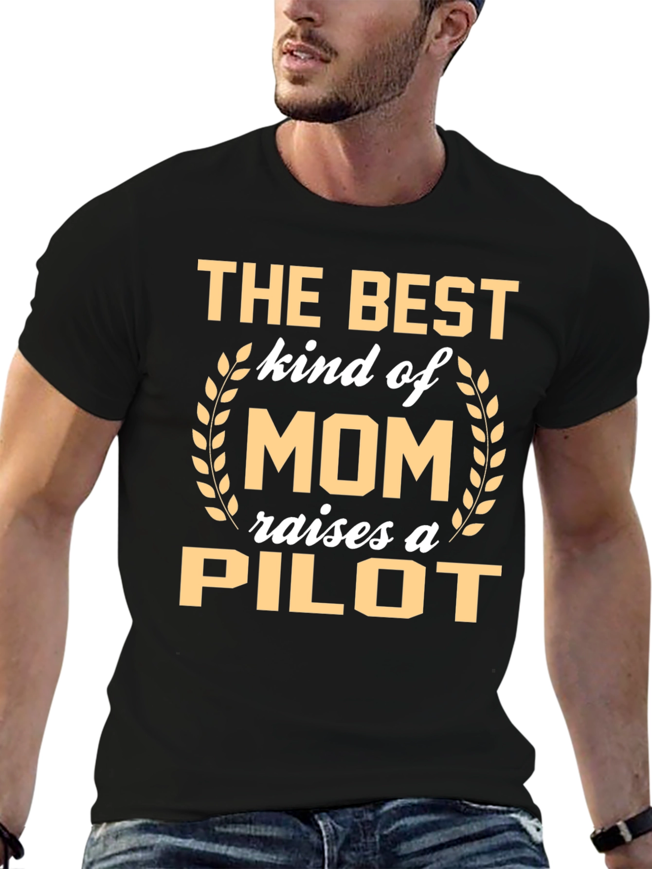 Black Best Mom Raises a Pilot T-Shirt view 6