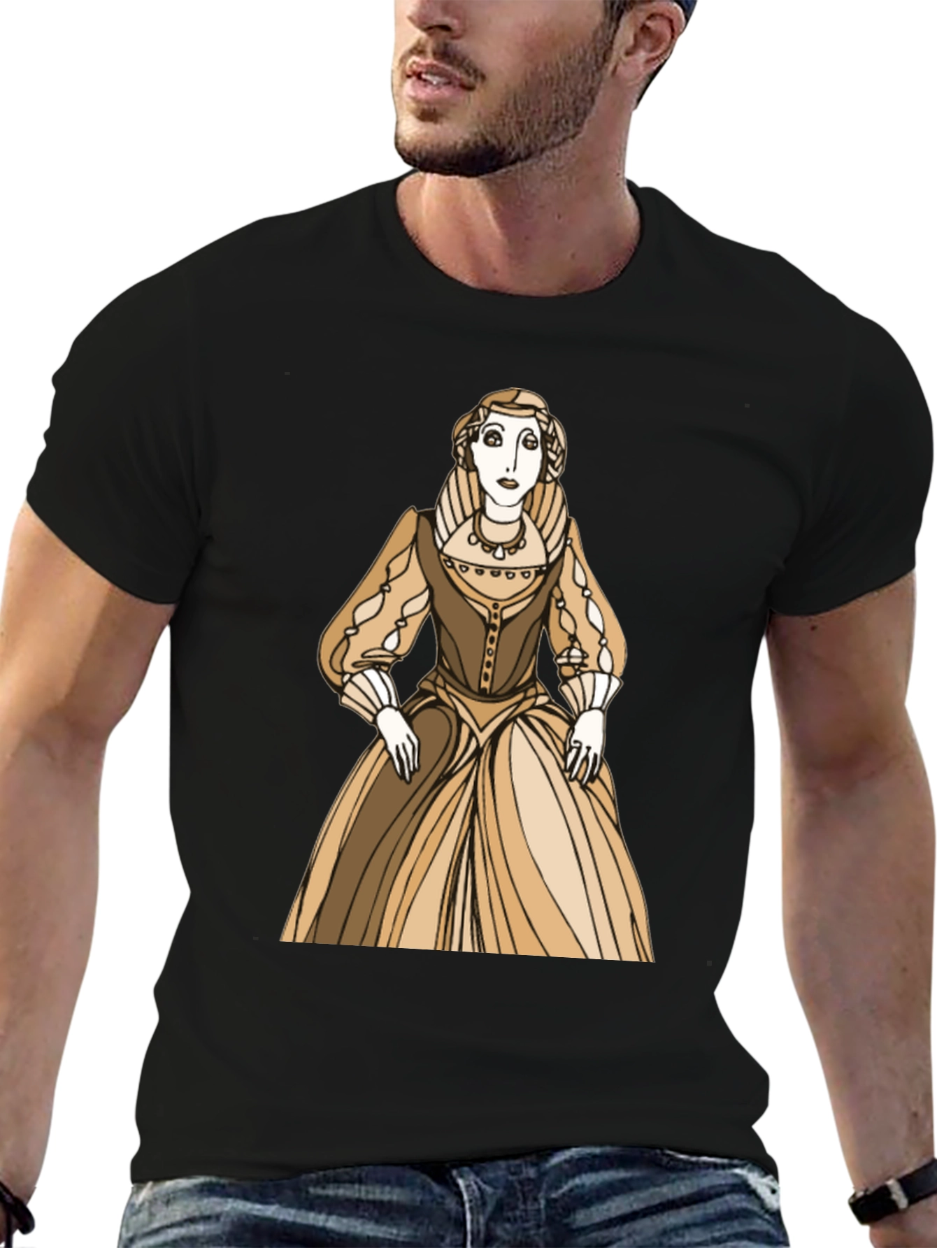Black Renaissance Woman Graphic Tee - Classic Art Shirt view 6