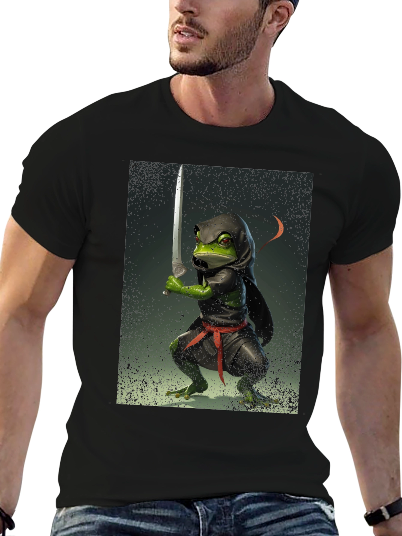 Black Ninja Frog T-Shirt - Funny Graphic Tee view 6