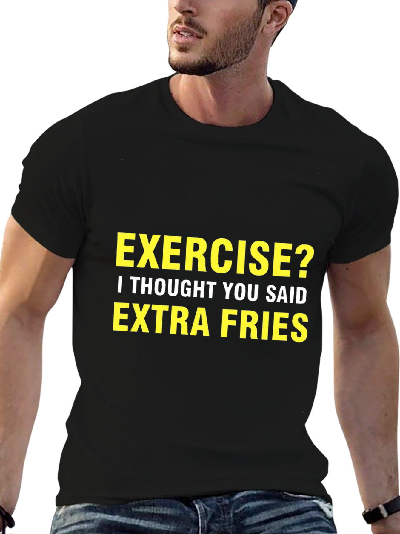 Black Exercise? Extra Fries Black Graphic Tee view 6