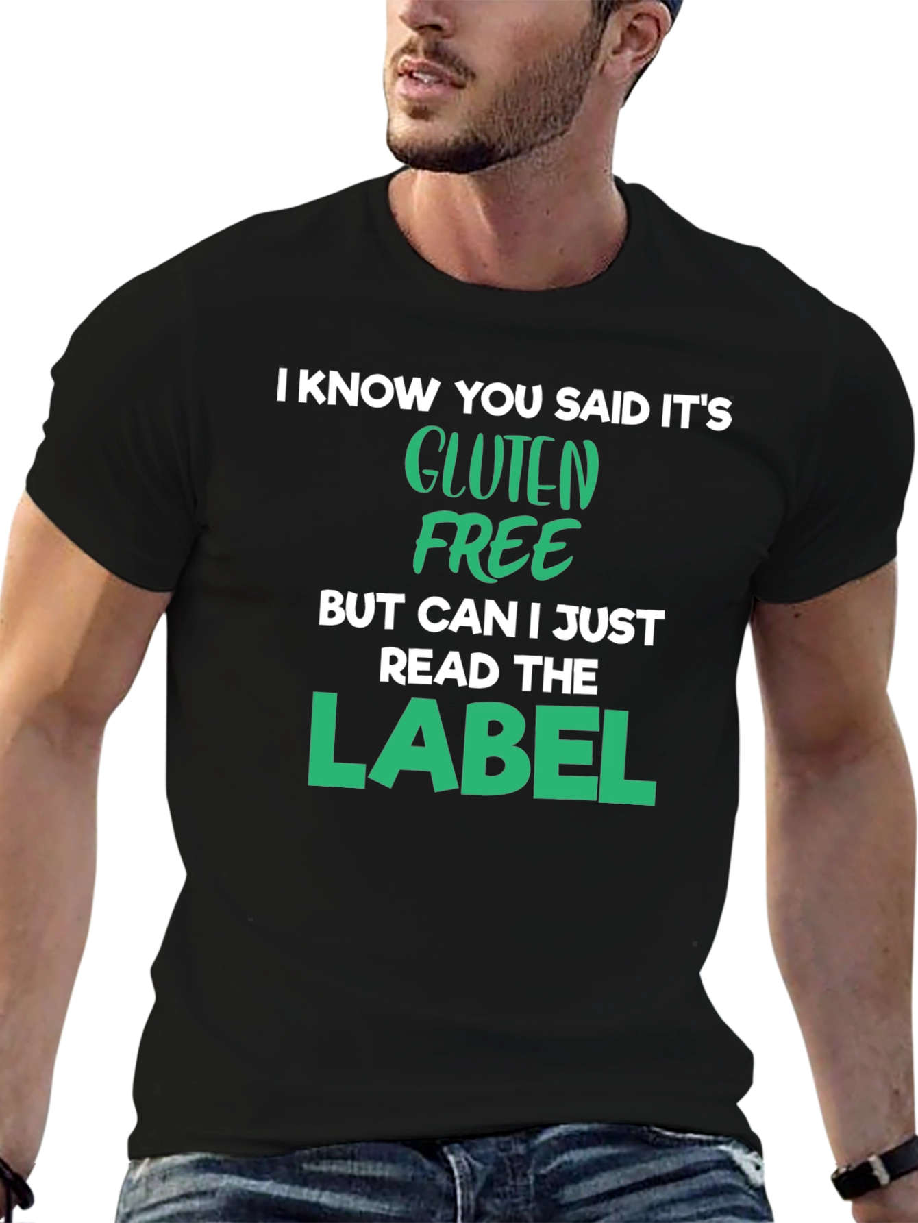 Black Gluten Free T-Shirt - Read the Label view 6