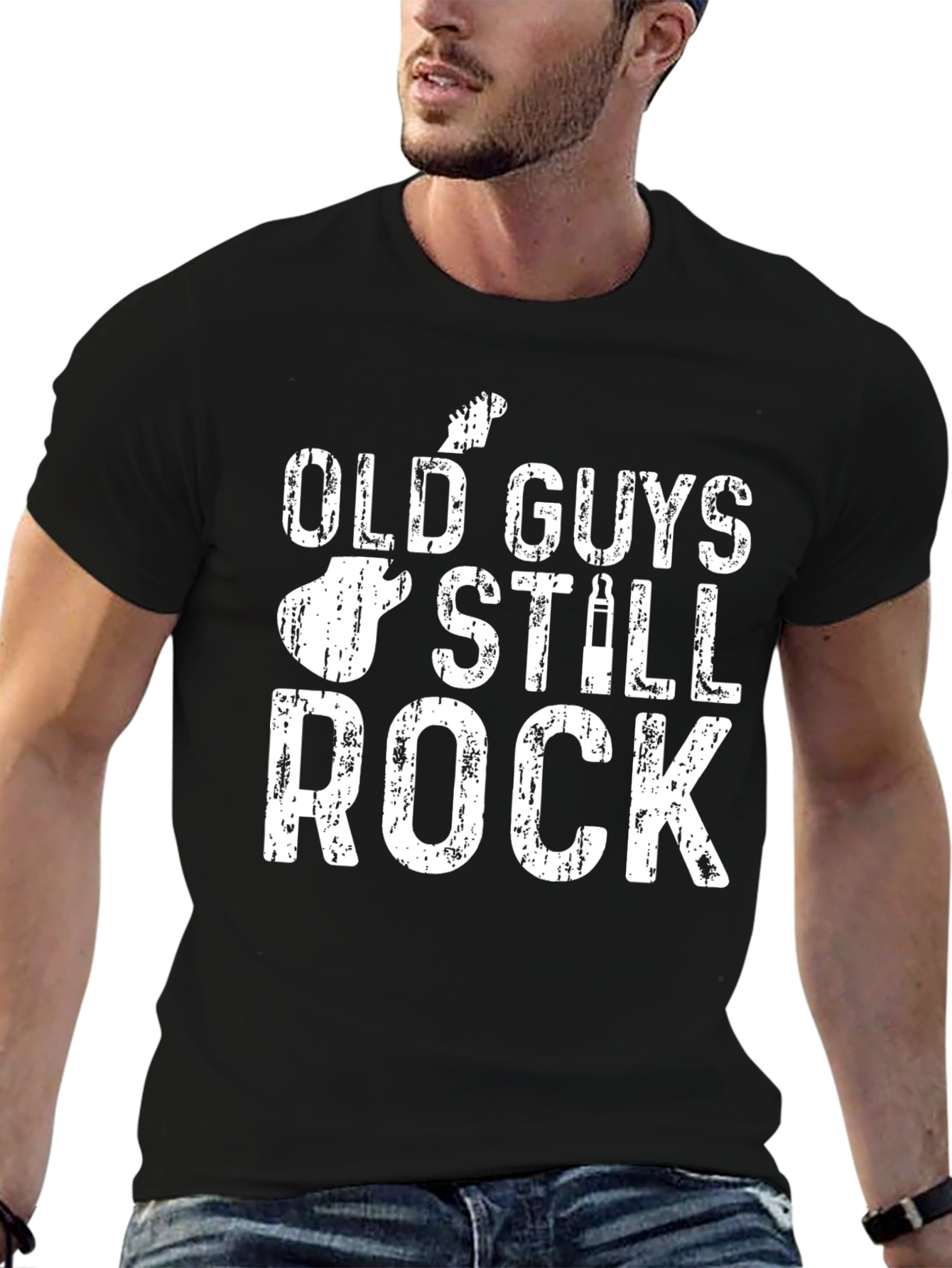 Black Old Guys Still Rock Graphic Tee view 6