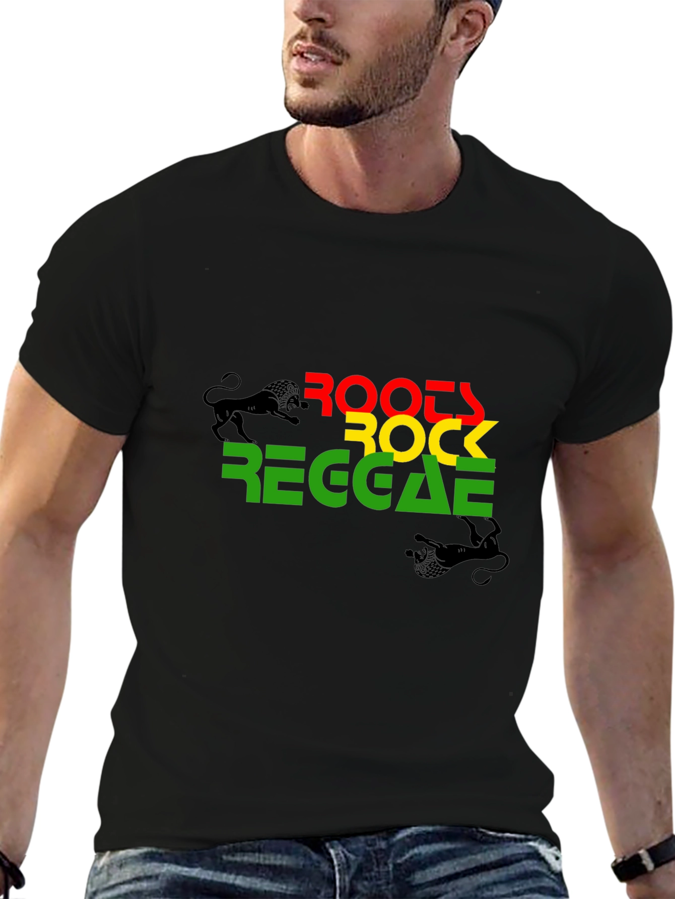 Black Roots Rock Reggae Graphic T-Shirt view 6