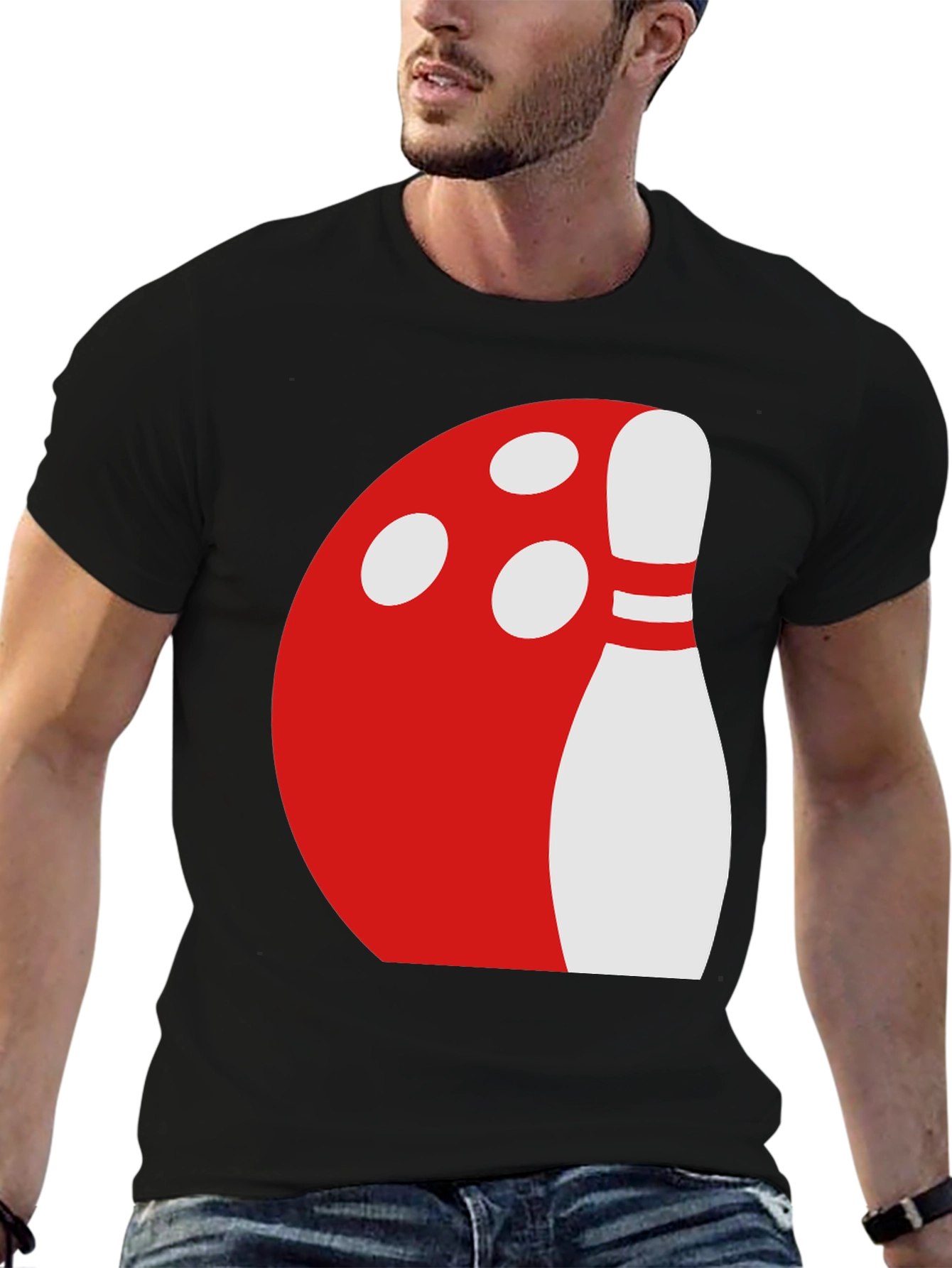 Black Bowling Ball & Pin Graphic Tee - Black view 6