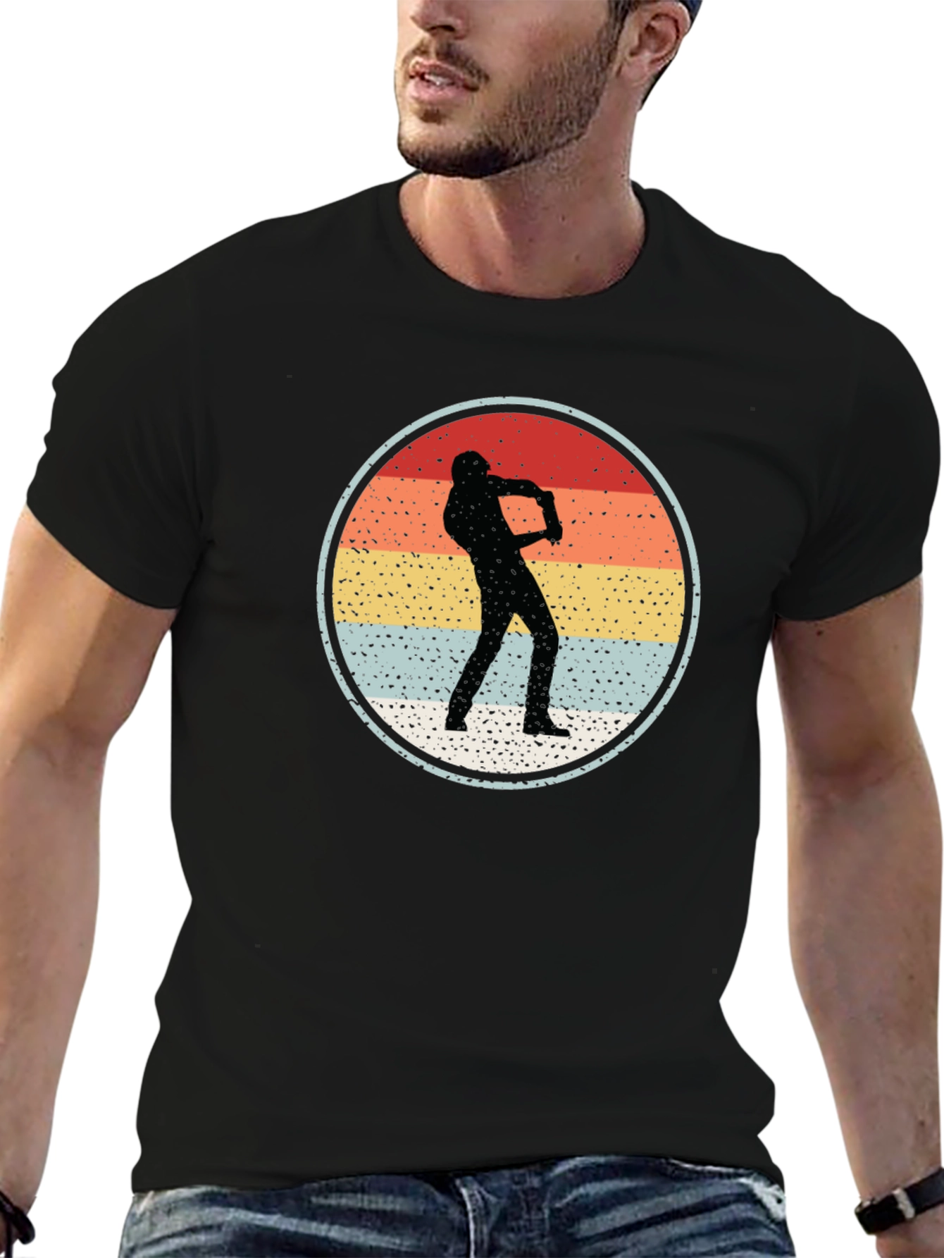 Black Retro Saxophone Player Graphic Tee view 6