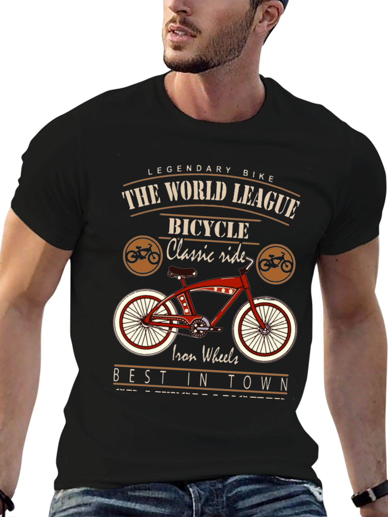 Black Vintage Bicycle T-Shirt: Classic Ride view 6