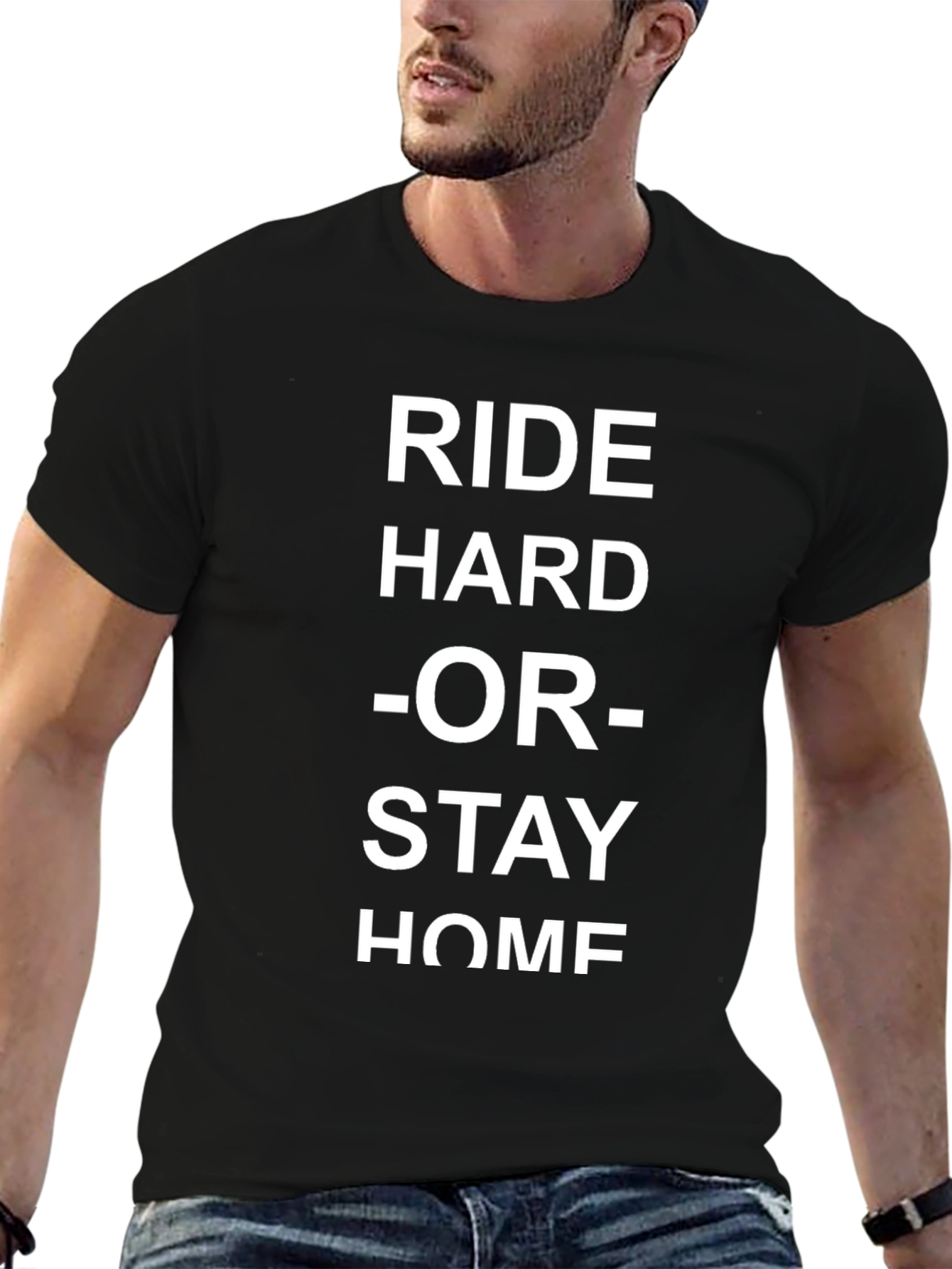 Black Ride Hard or Stay Home Graphic Tee view 6
