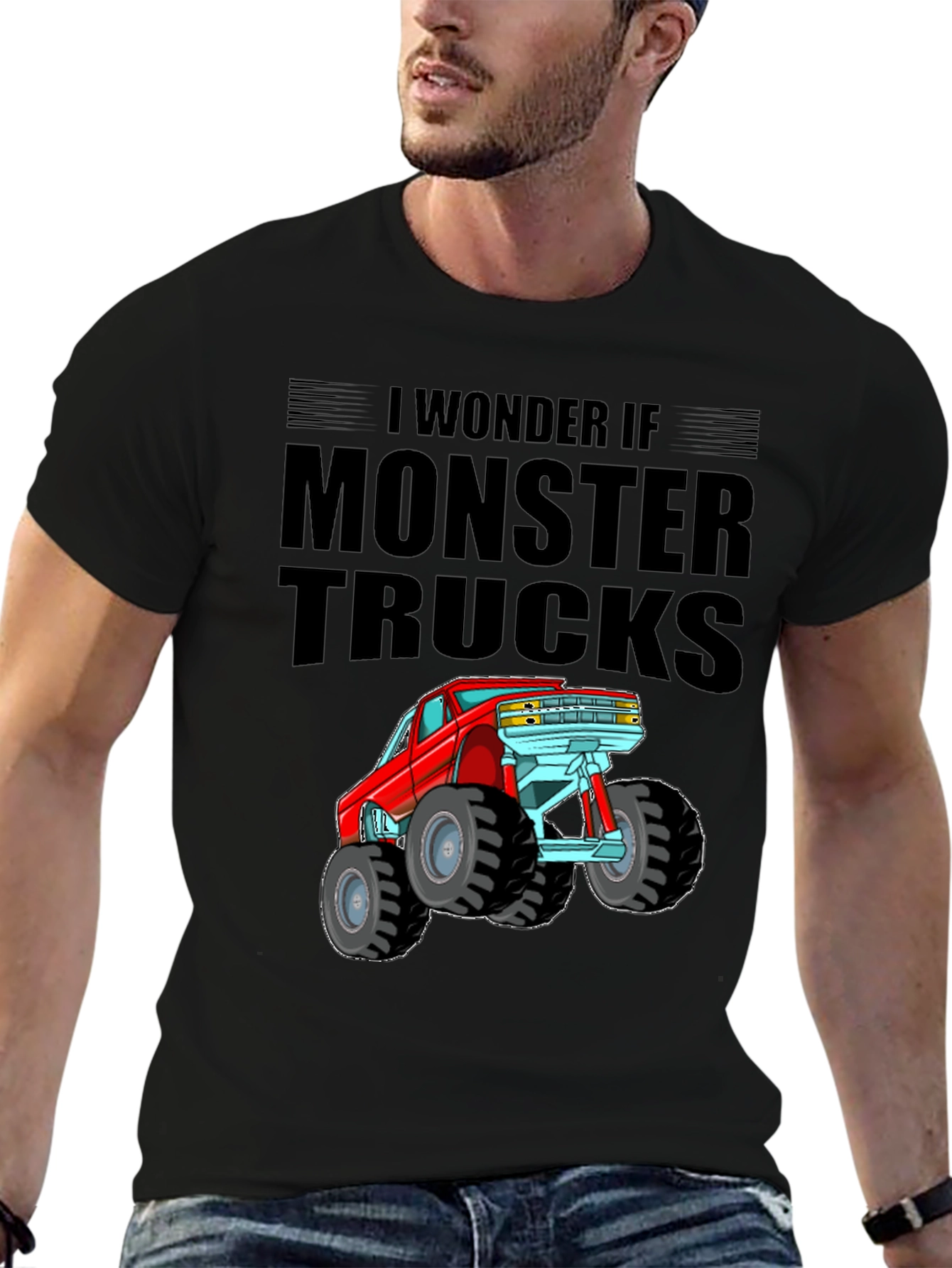 Black Monster Truck Graphic Tee - Black Cotton T-Shirt view 6