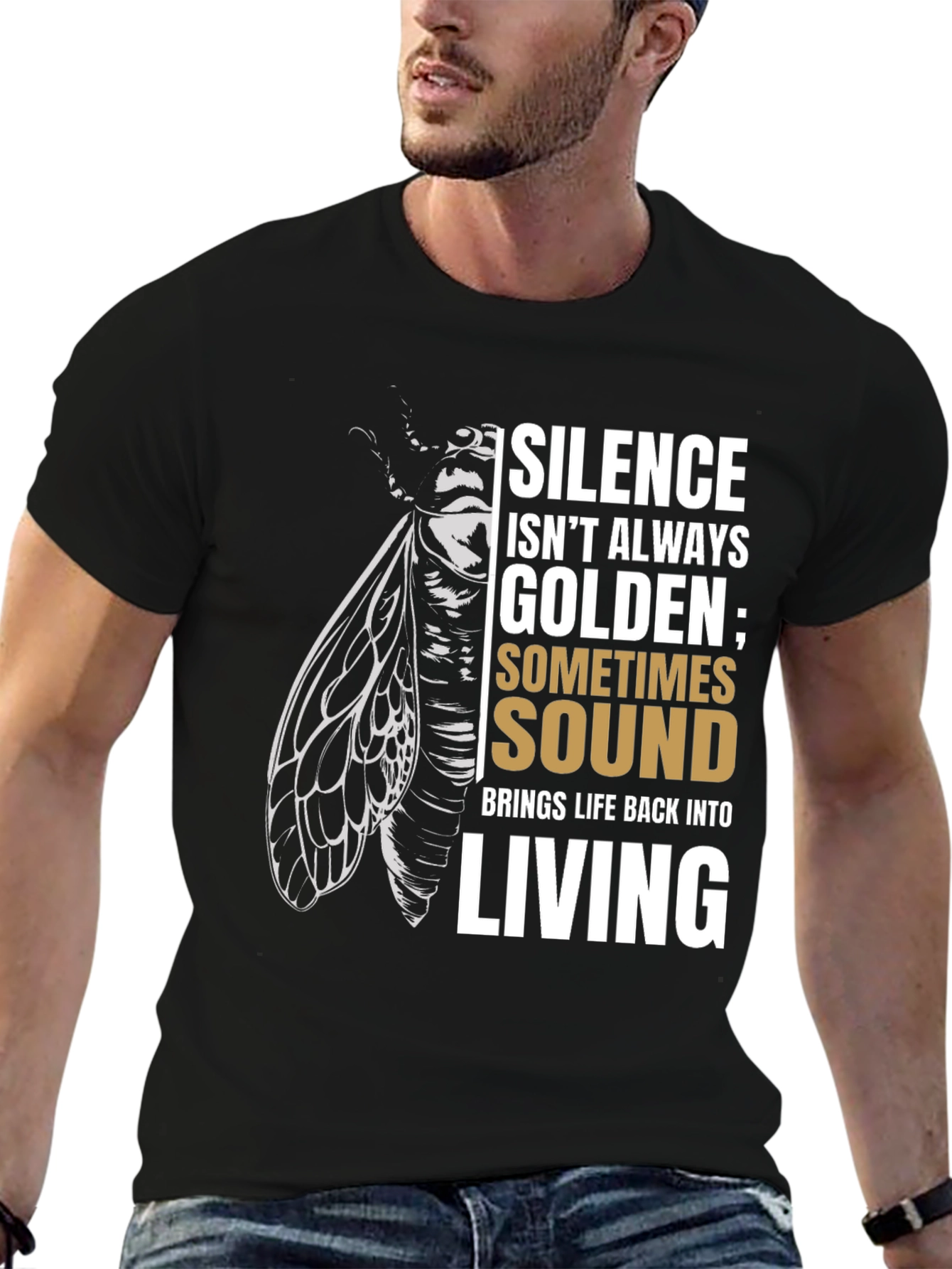 Black Cicada Sound T-Shirt: Silence Isn't Always Golden view 6