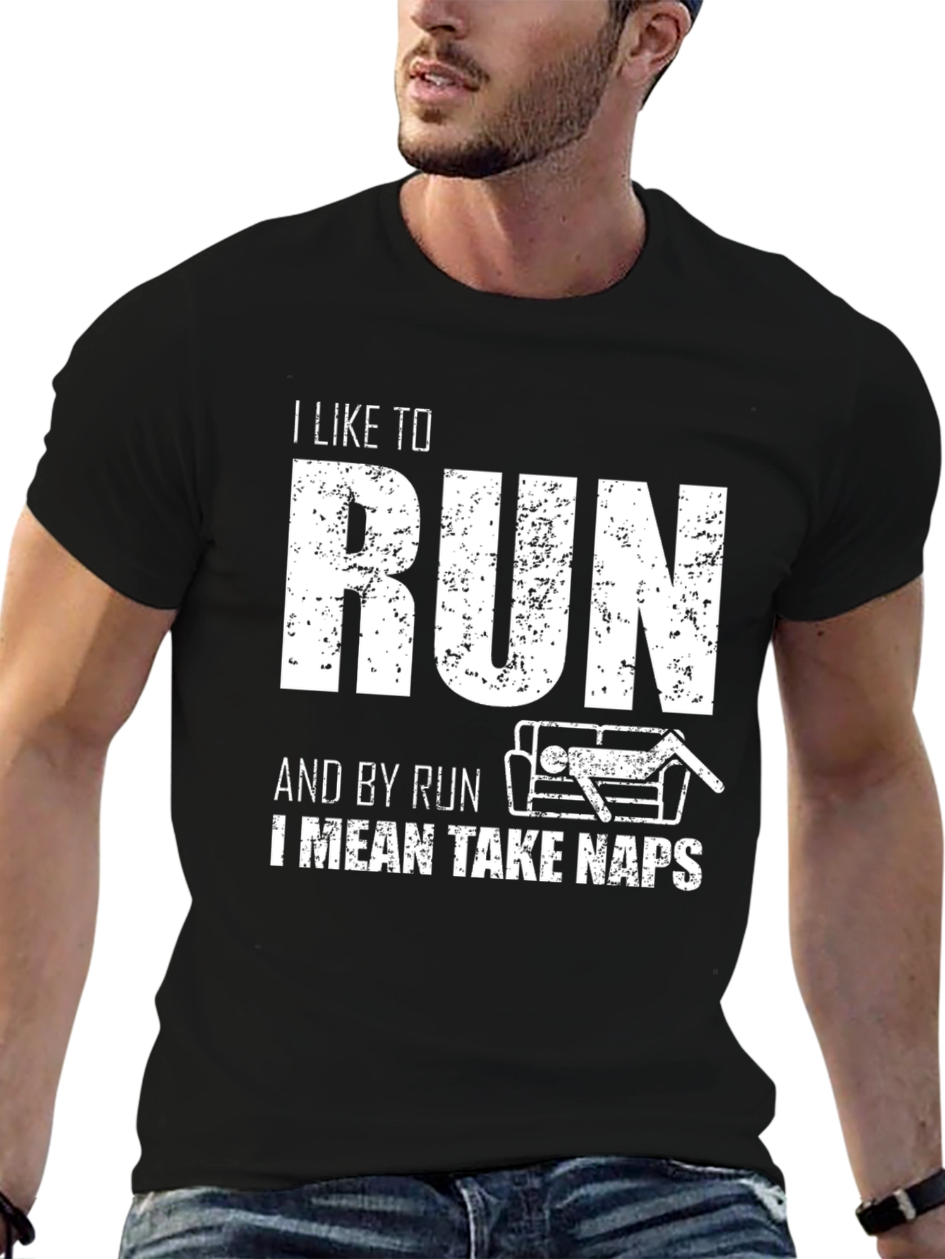 Black Funny Running Naps T-Shirt I Like To Run view 6