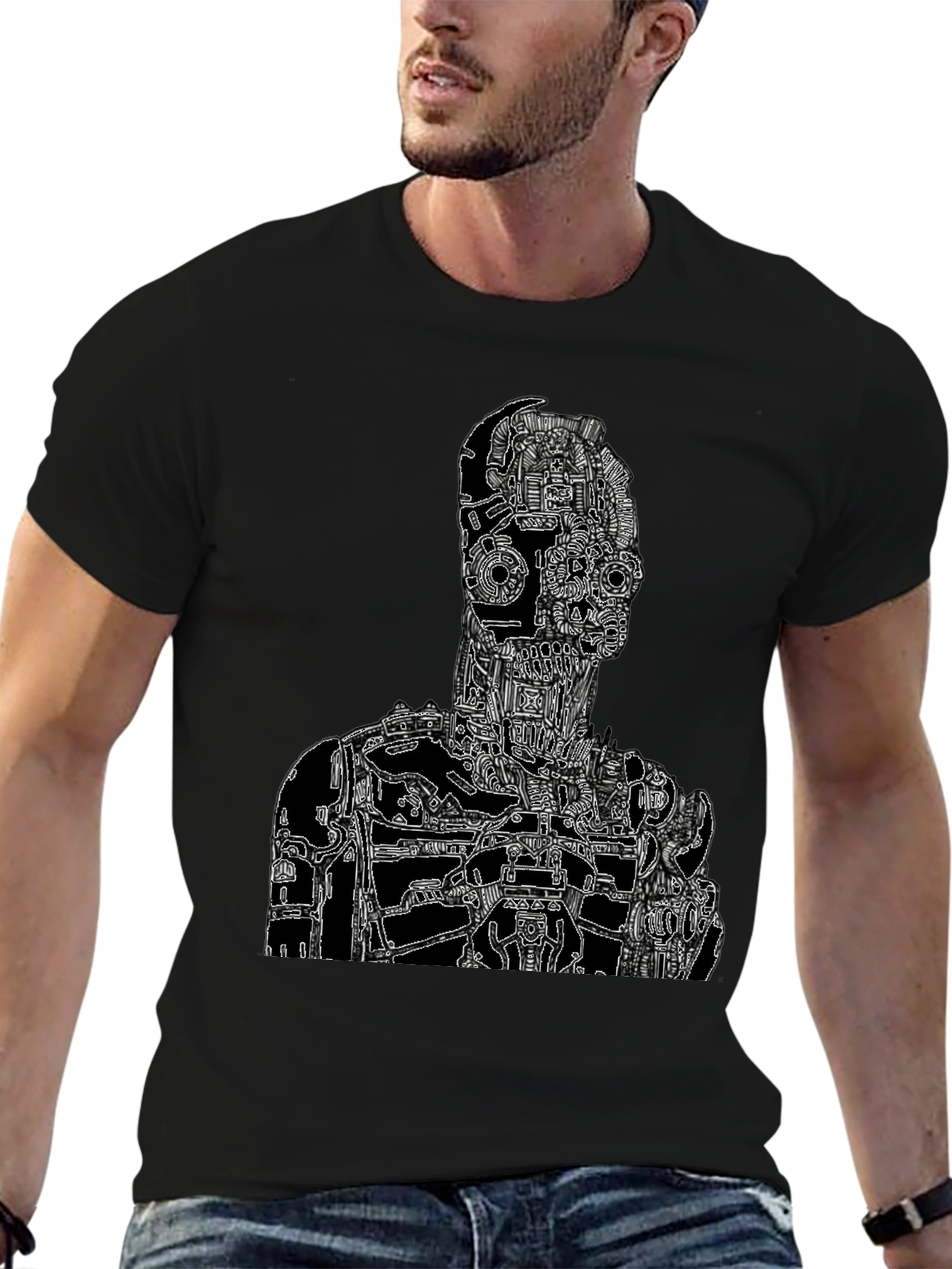 Black Robotic Anatomy Graphic Tee - Black view 6