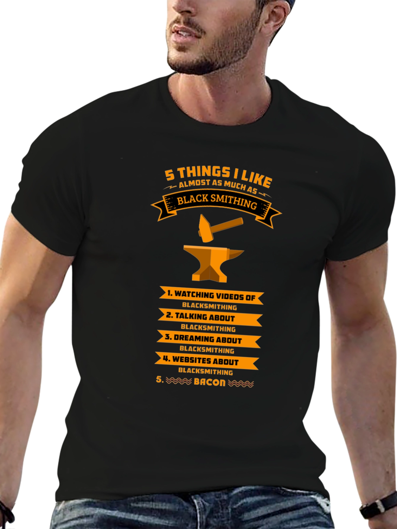 Black Blacksmithing Fan T-Shirt - 5 Things I Like view 6