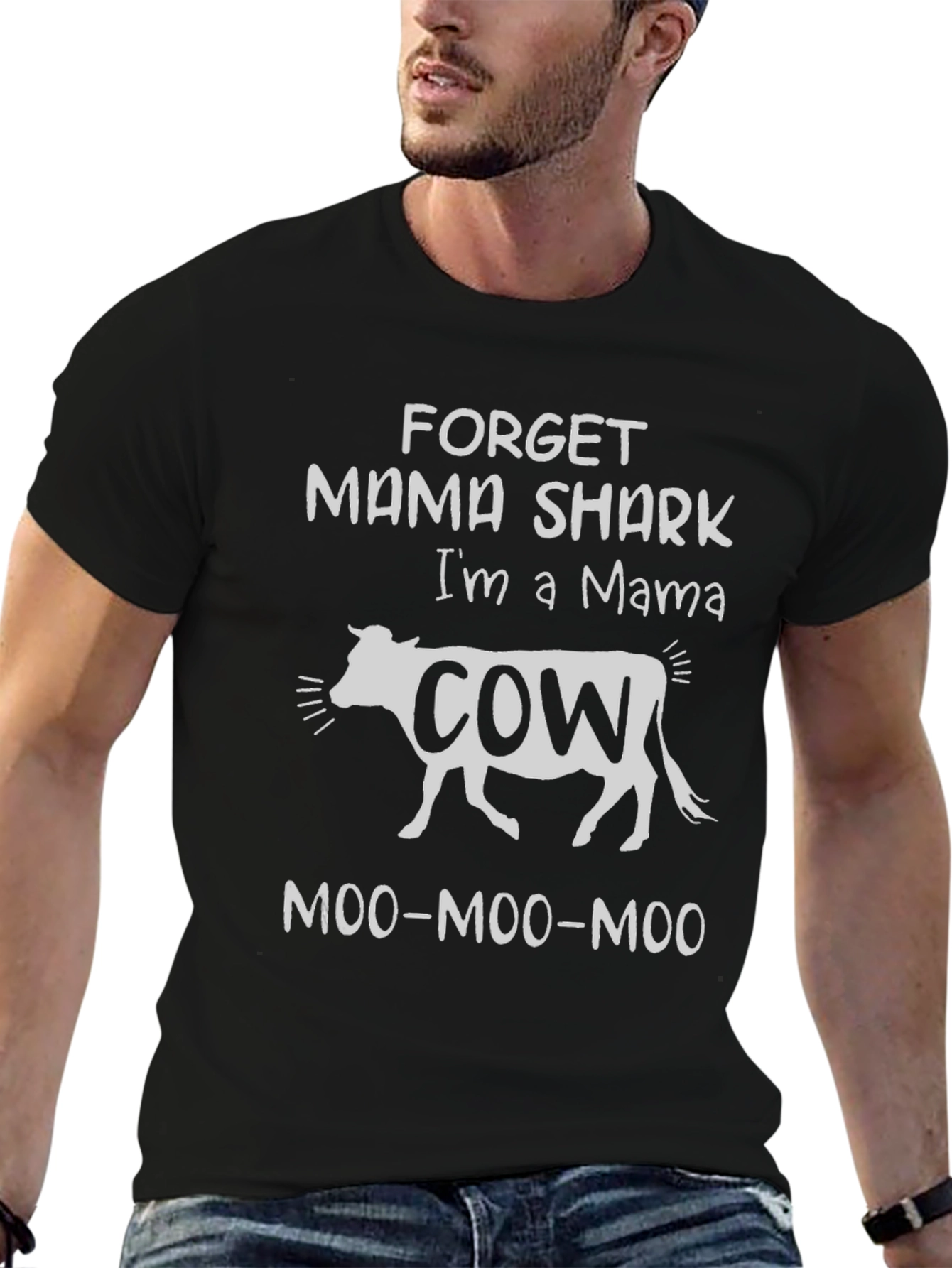 Black Mama Cow Graphic T-Shirt, Black view 6