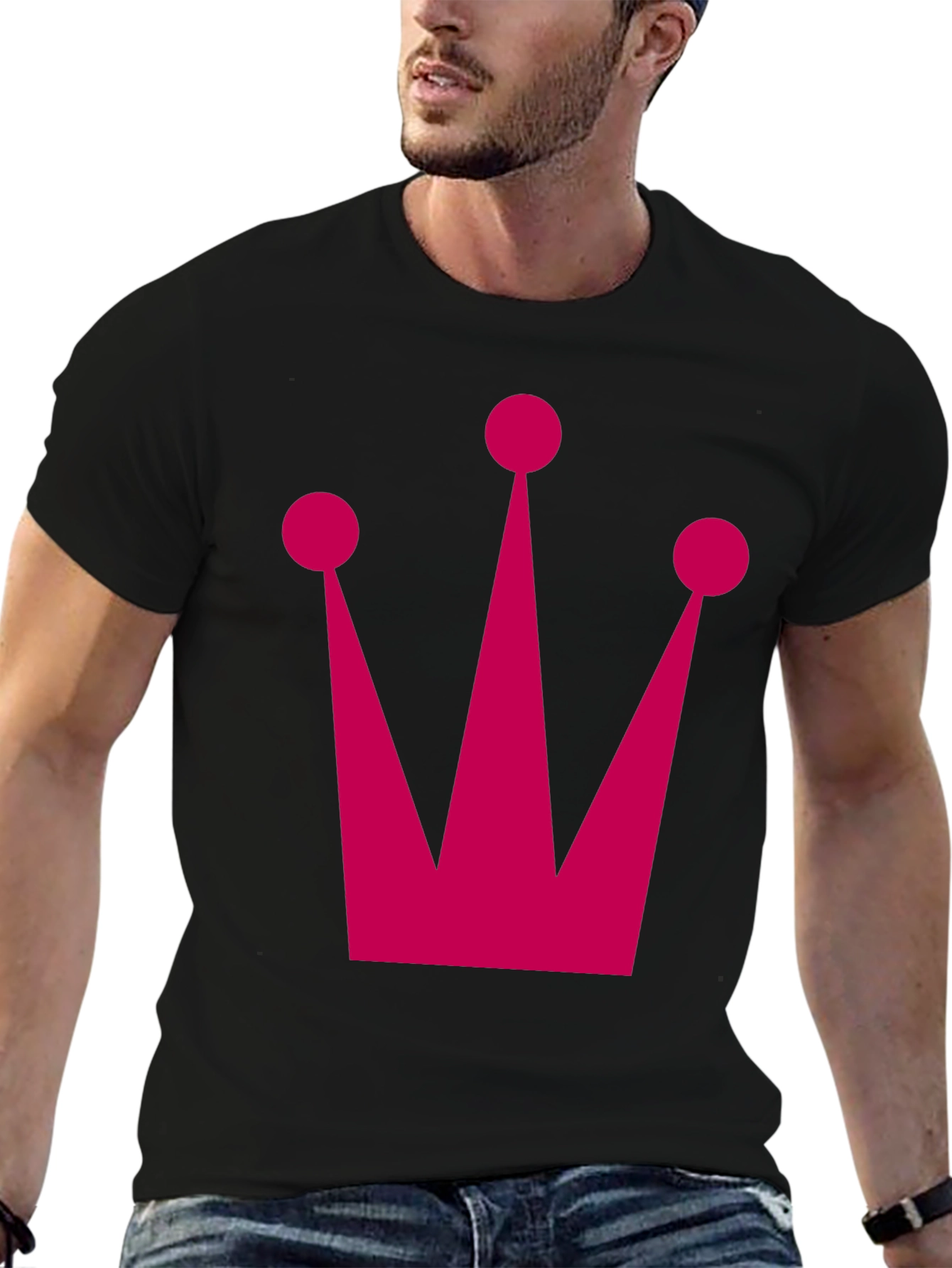 Black Crown Graphic Tee - Classic Black Cotton T-Shirt view 6