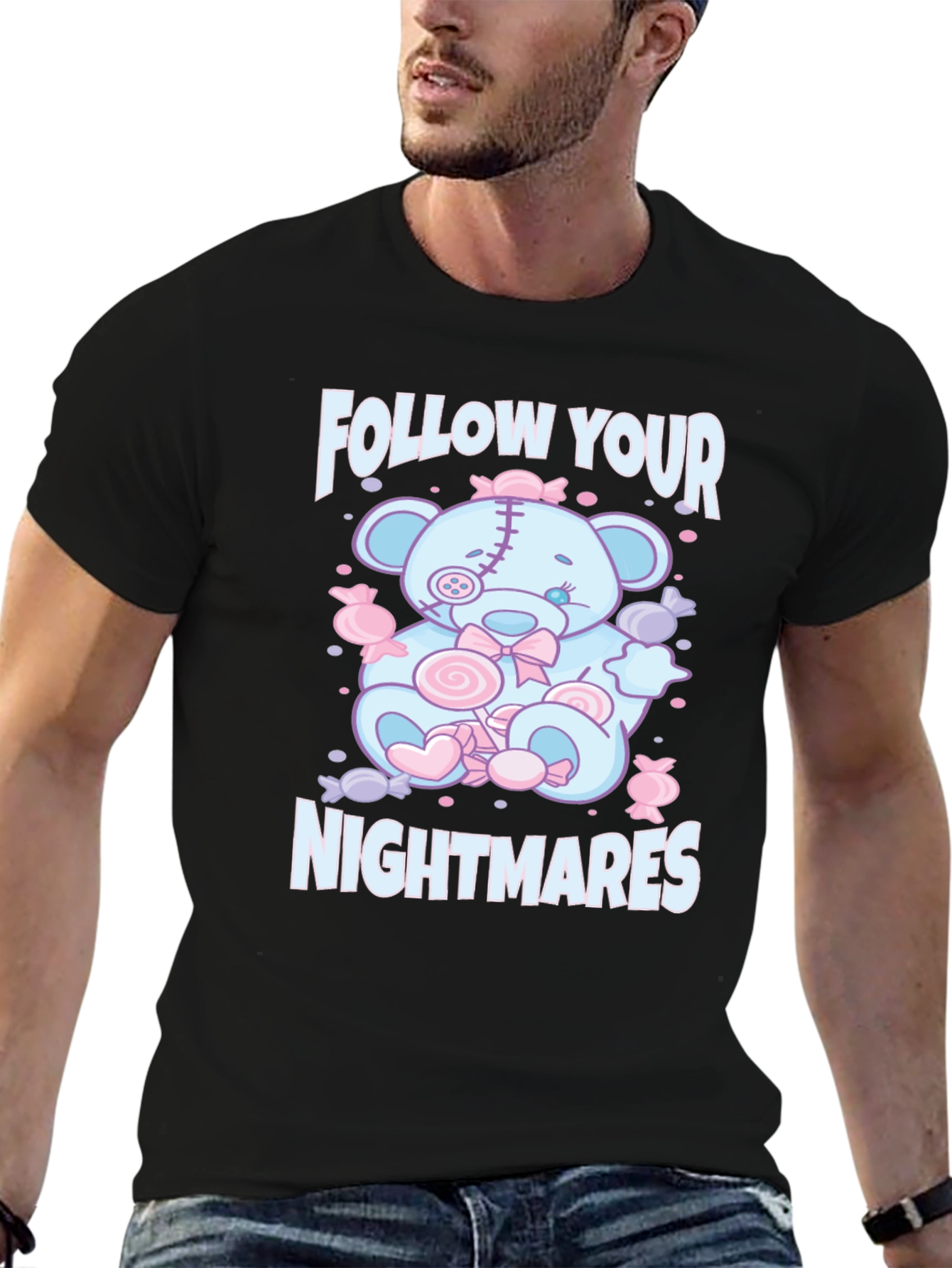 Black Follow Your Nightmares Graphic Tee view 6