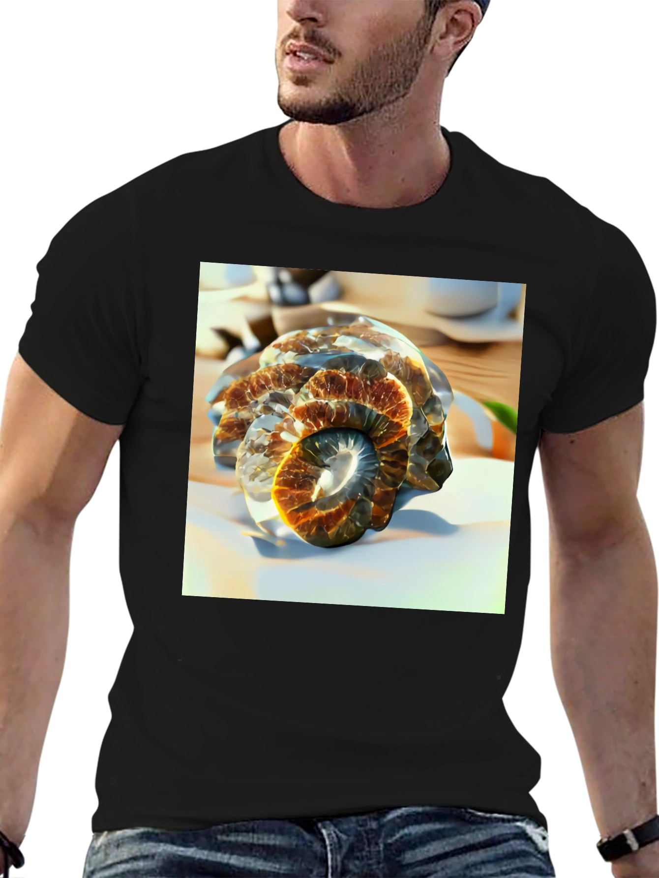Black Spiral Fossil Graphic Tee - Unique Design, Soft Cotton view 6