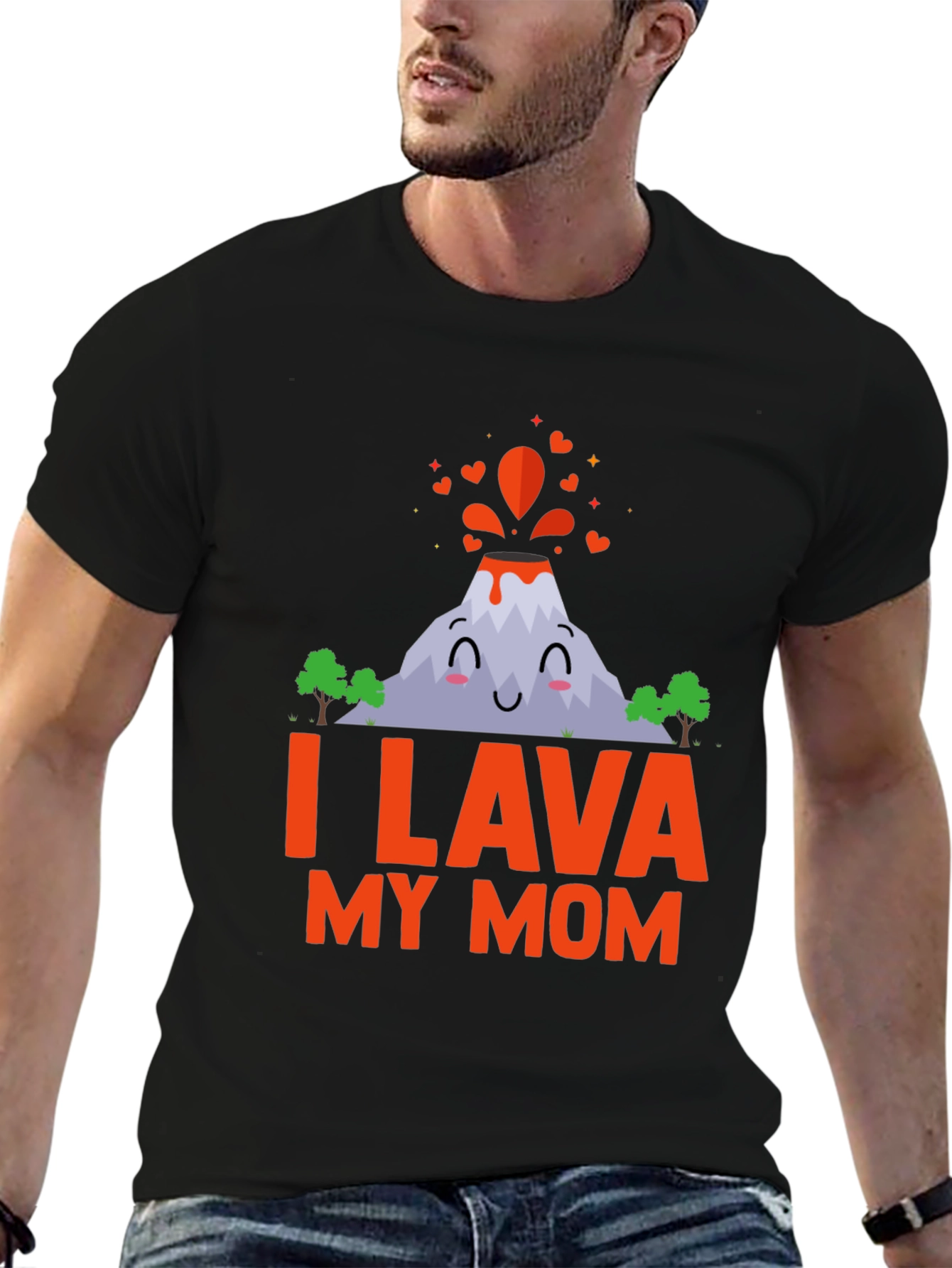 Black I Lava My Mom T-Shirt - Cute Volcano Design view 6