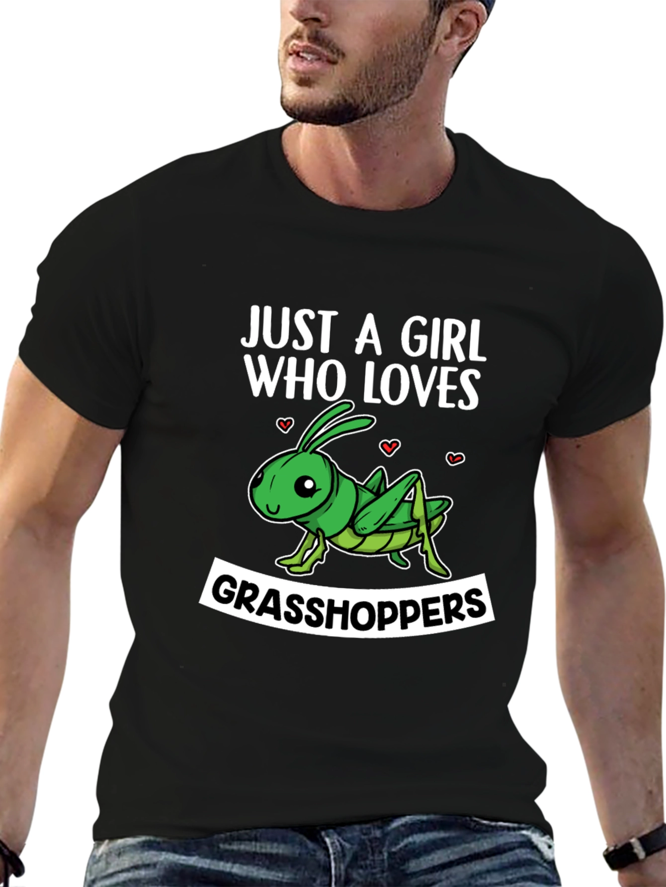 Black Grasshopper Lover T-Shirt - Just A Girl Who Loves view 6