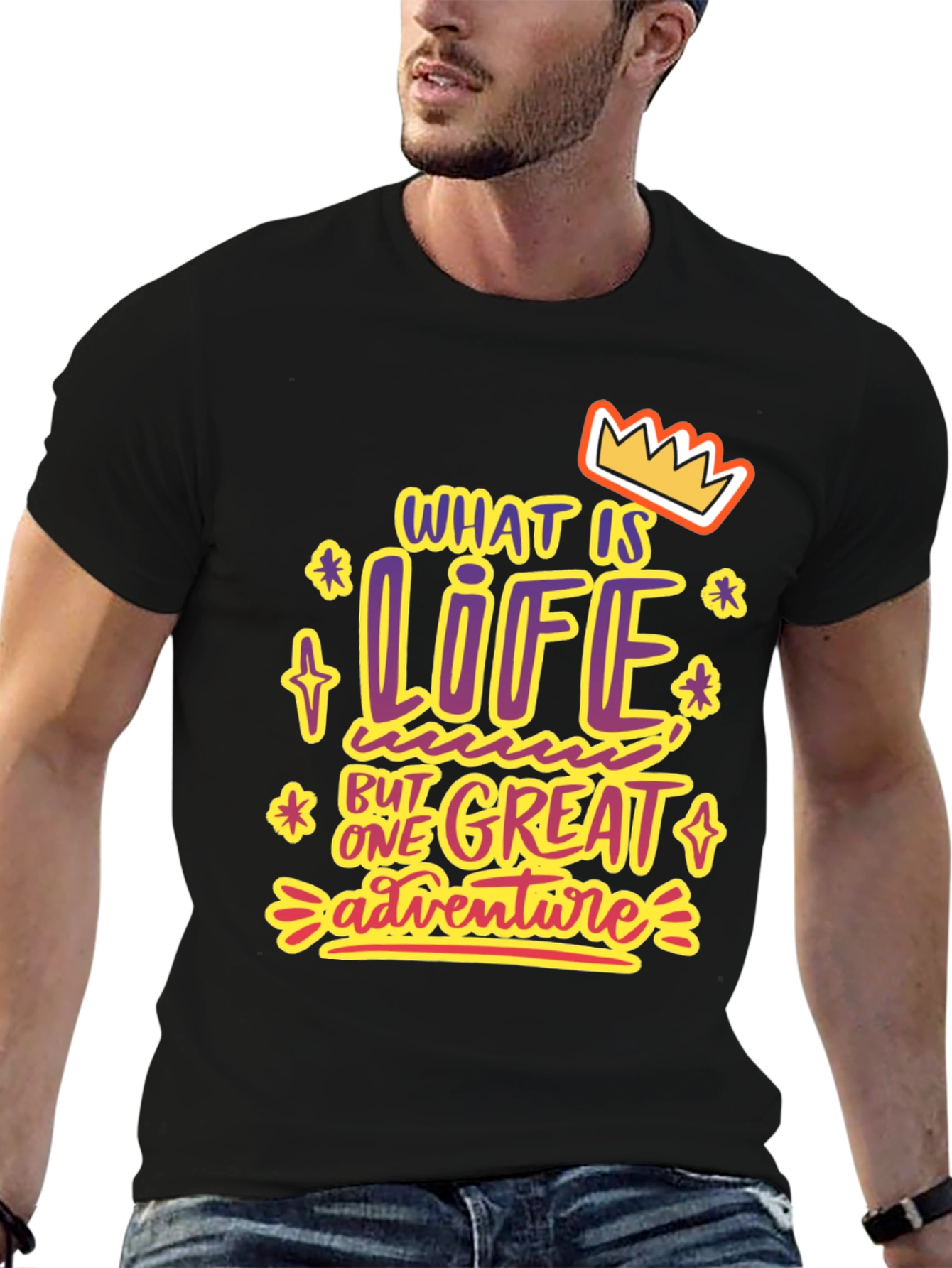 Black Life Is One Great Adventure T-Shirt view 6