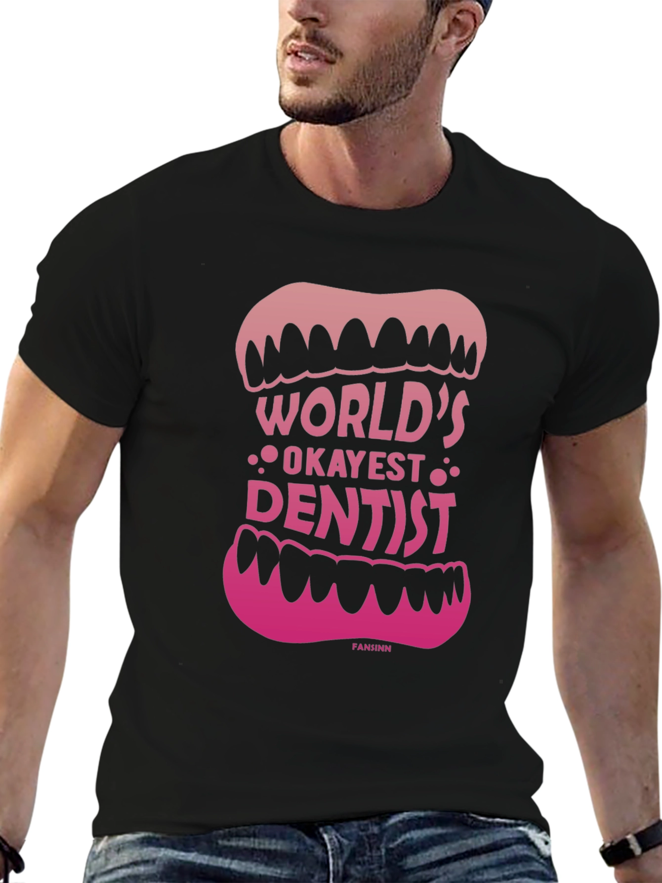 Black World's Okayest Dentist Graphic Tee - Black view 6