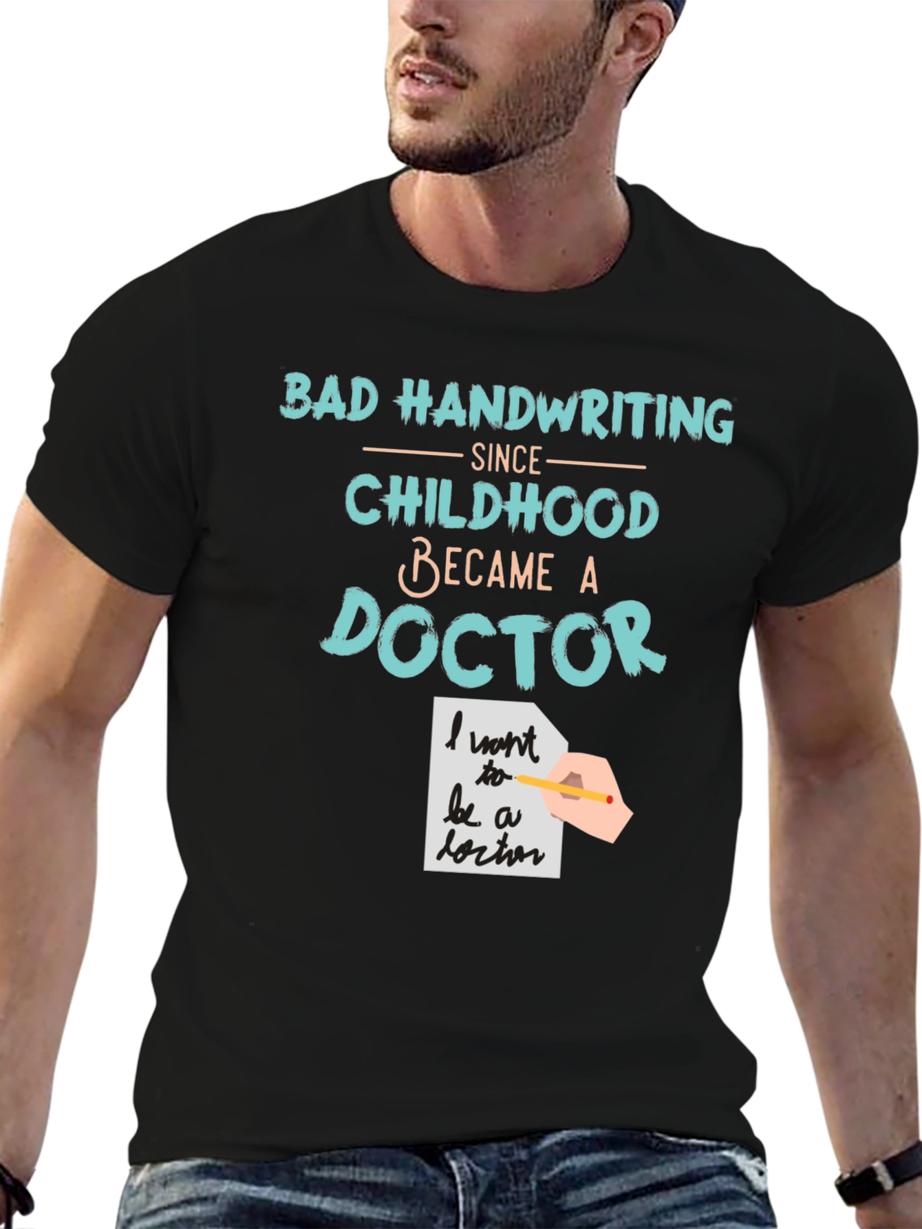 Black Bad Handwriting Doctor T-Shirt view 6
