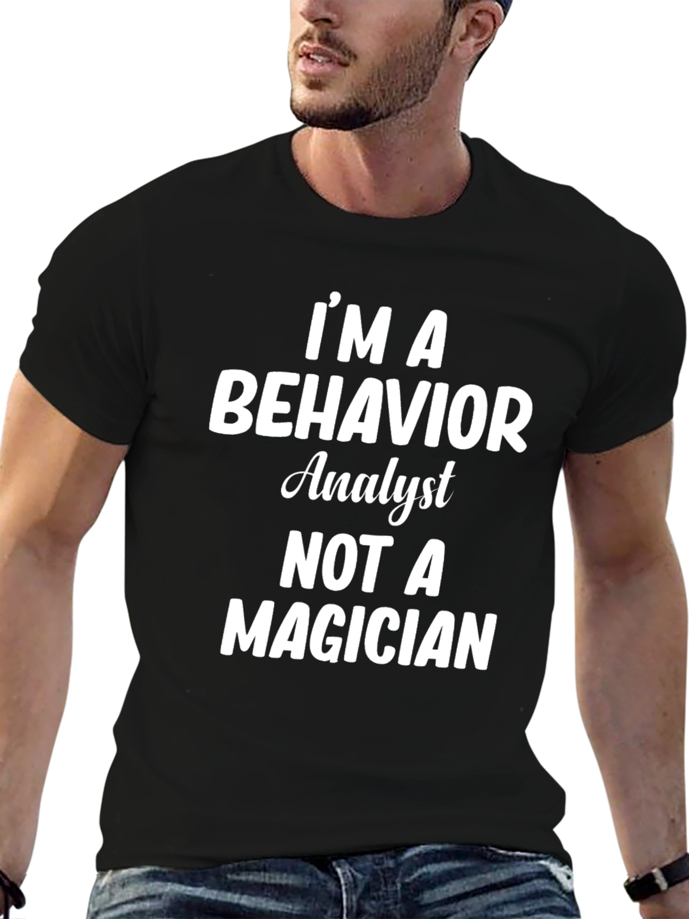 Black Behavior Analyst Novelty Graphic T-Shirt view 6