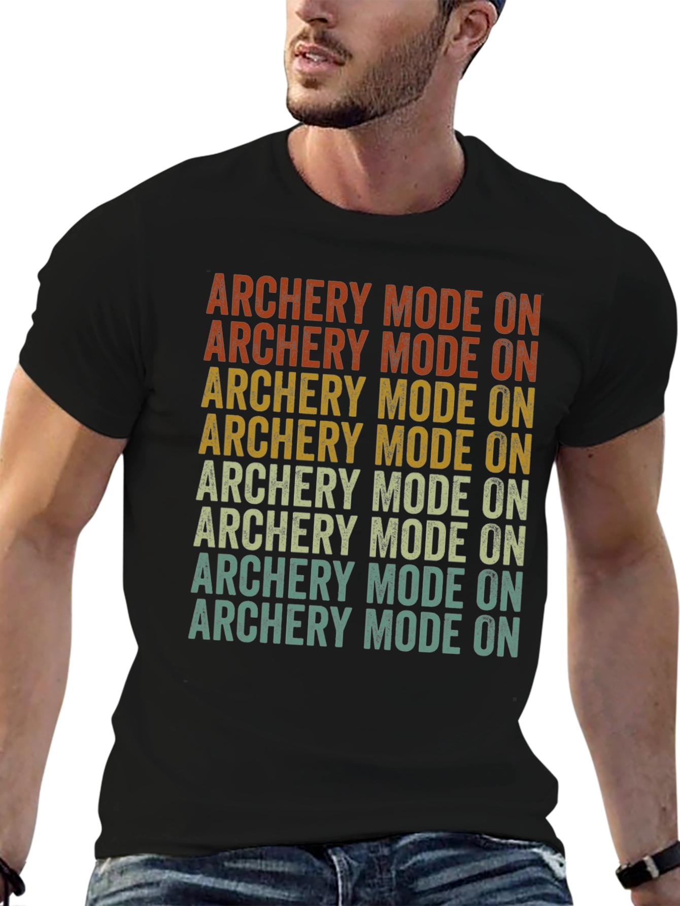 Black Archery Mode On T-Shirt - Retro Design view 6