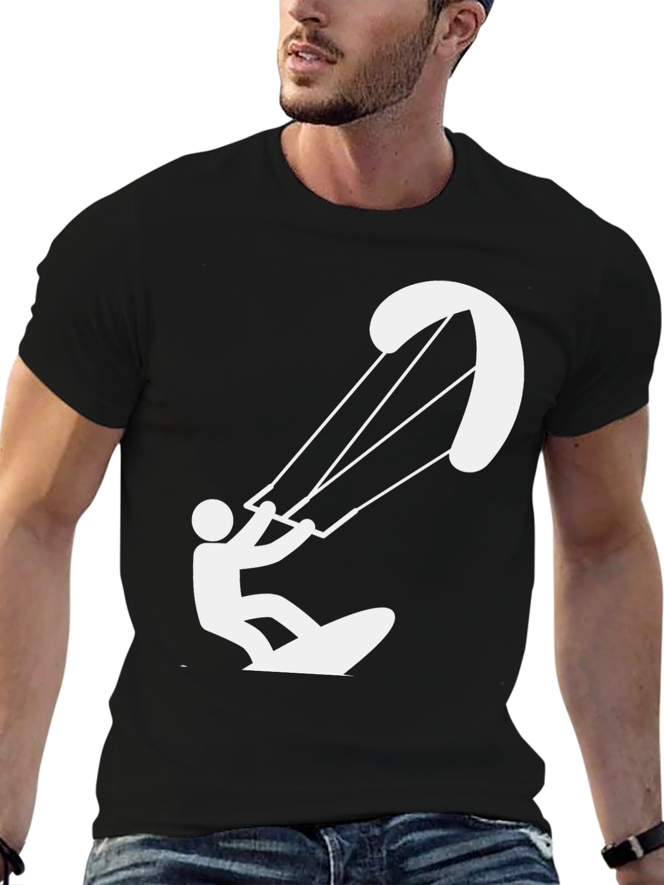 Black Black Kite Surfer T-Shirt view 6