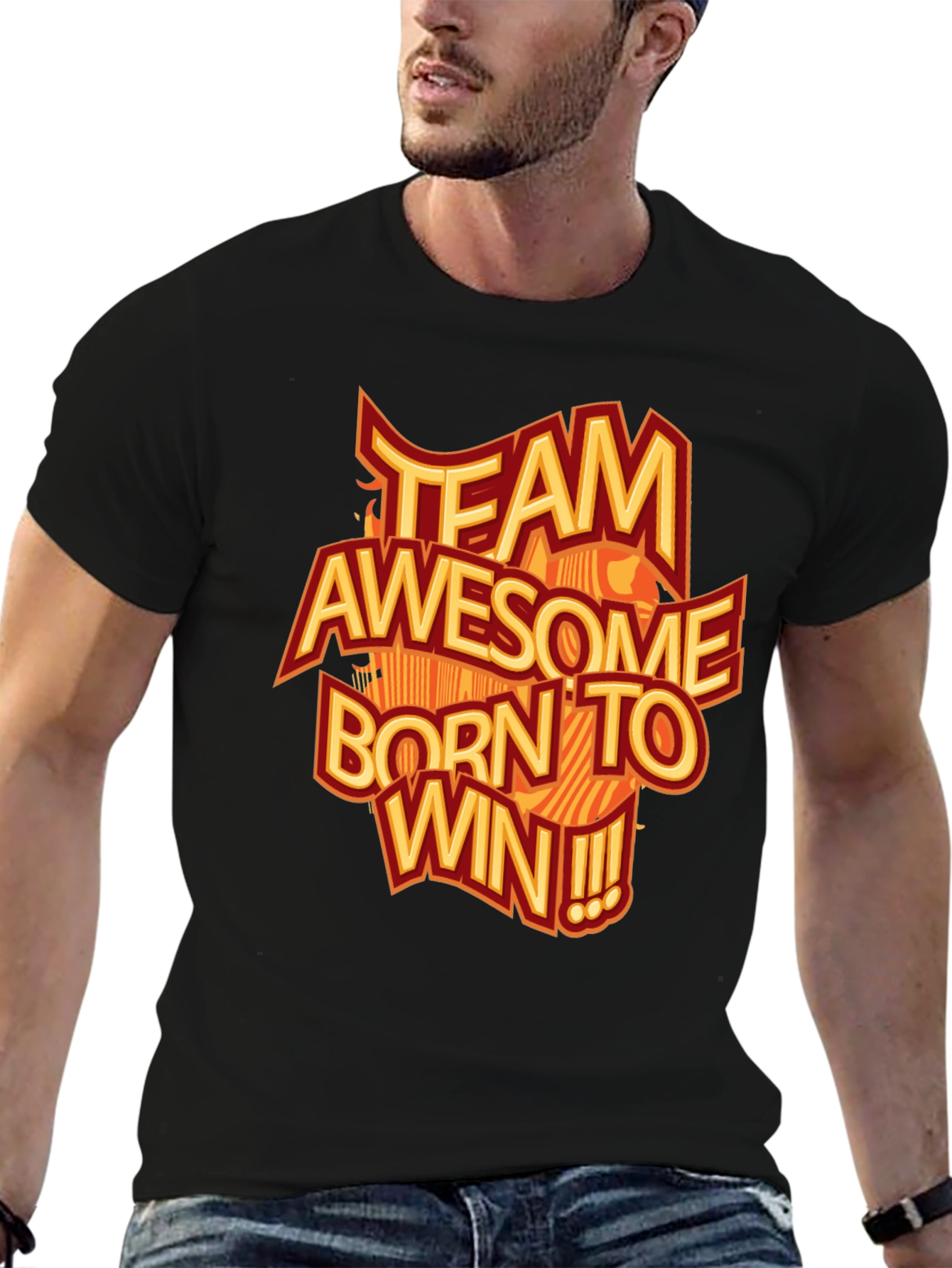 Black Team Awesome T-Shirt - Born to Win! view 6