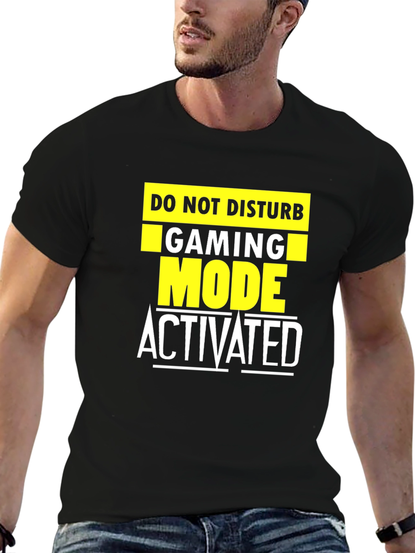Black Gaming Mode Activated Black T-Shirt view 6