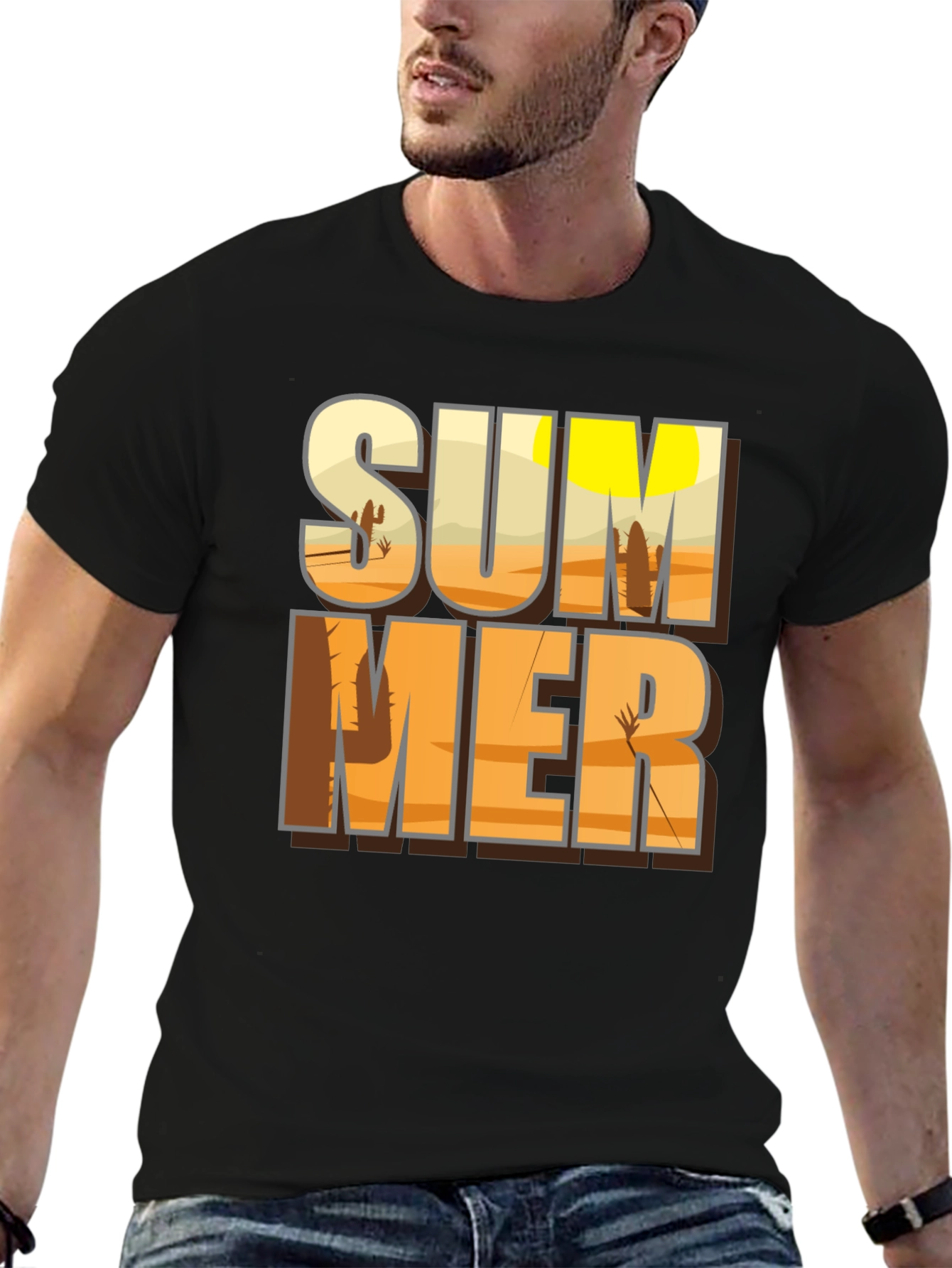 Black Summer Desert Graphic Tee - Black T-Shirt view 6