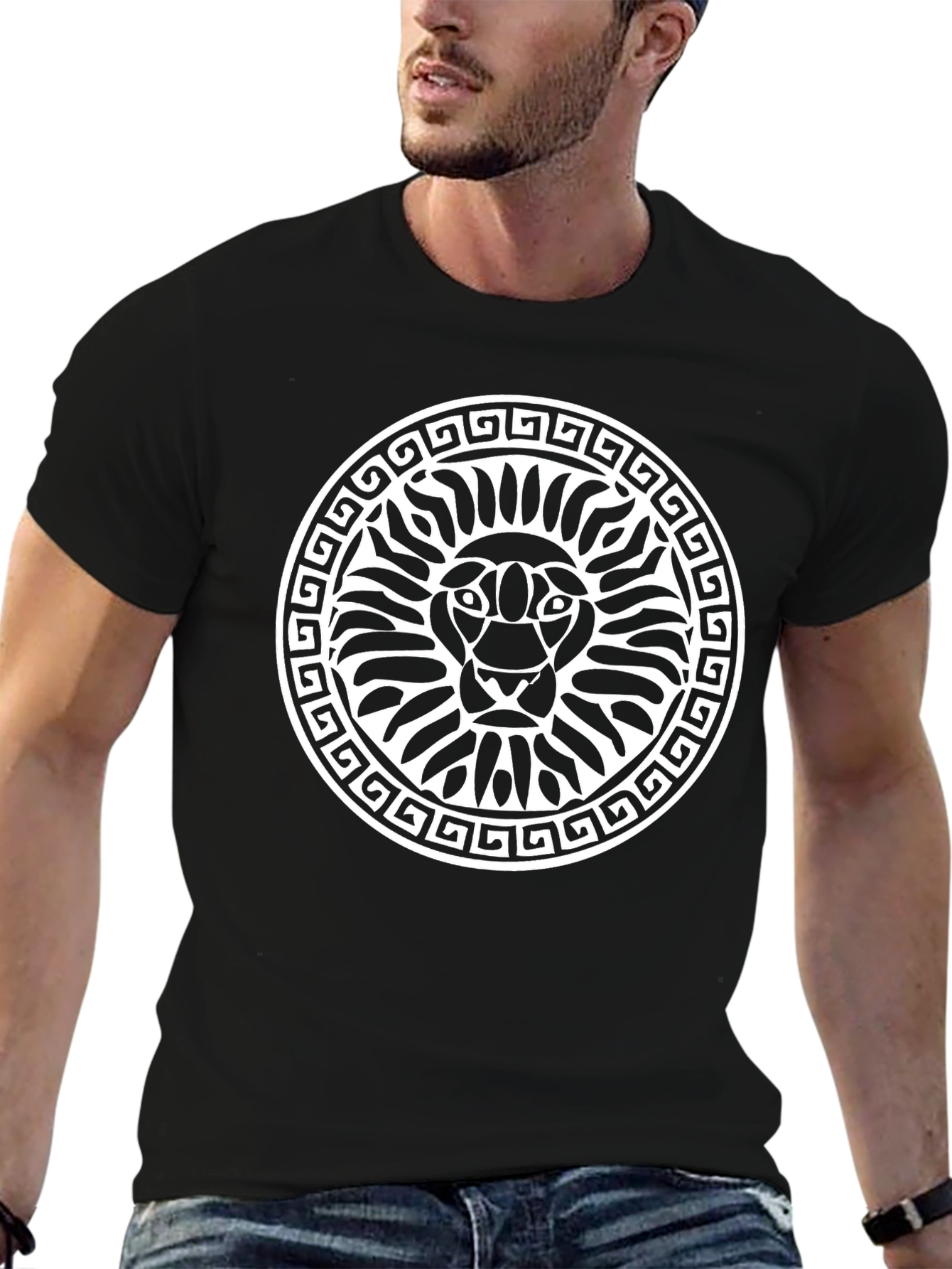 Black Lion Graphic Print Black T-Shirt view 6
