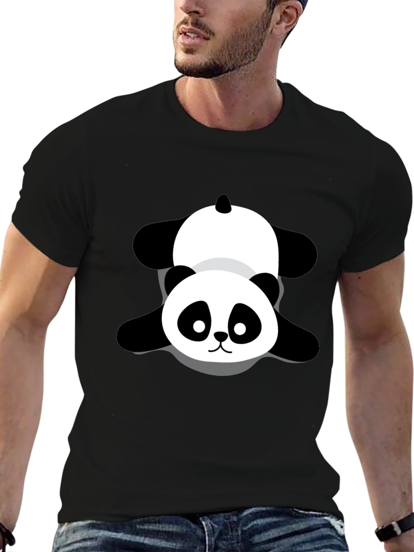 Black Cute Panda Graphic Tee - Soft & Stylish view 6