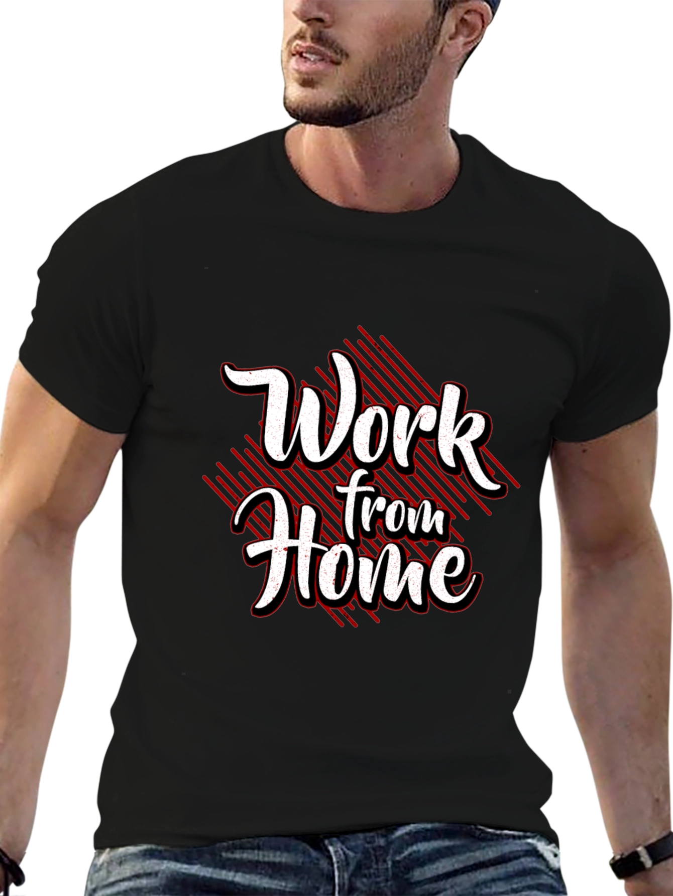 Black Work From Home Graphic Tee - Black Cotton Blend view 6