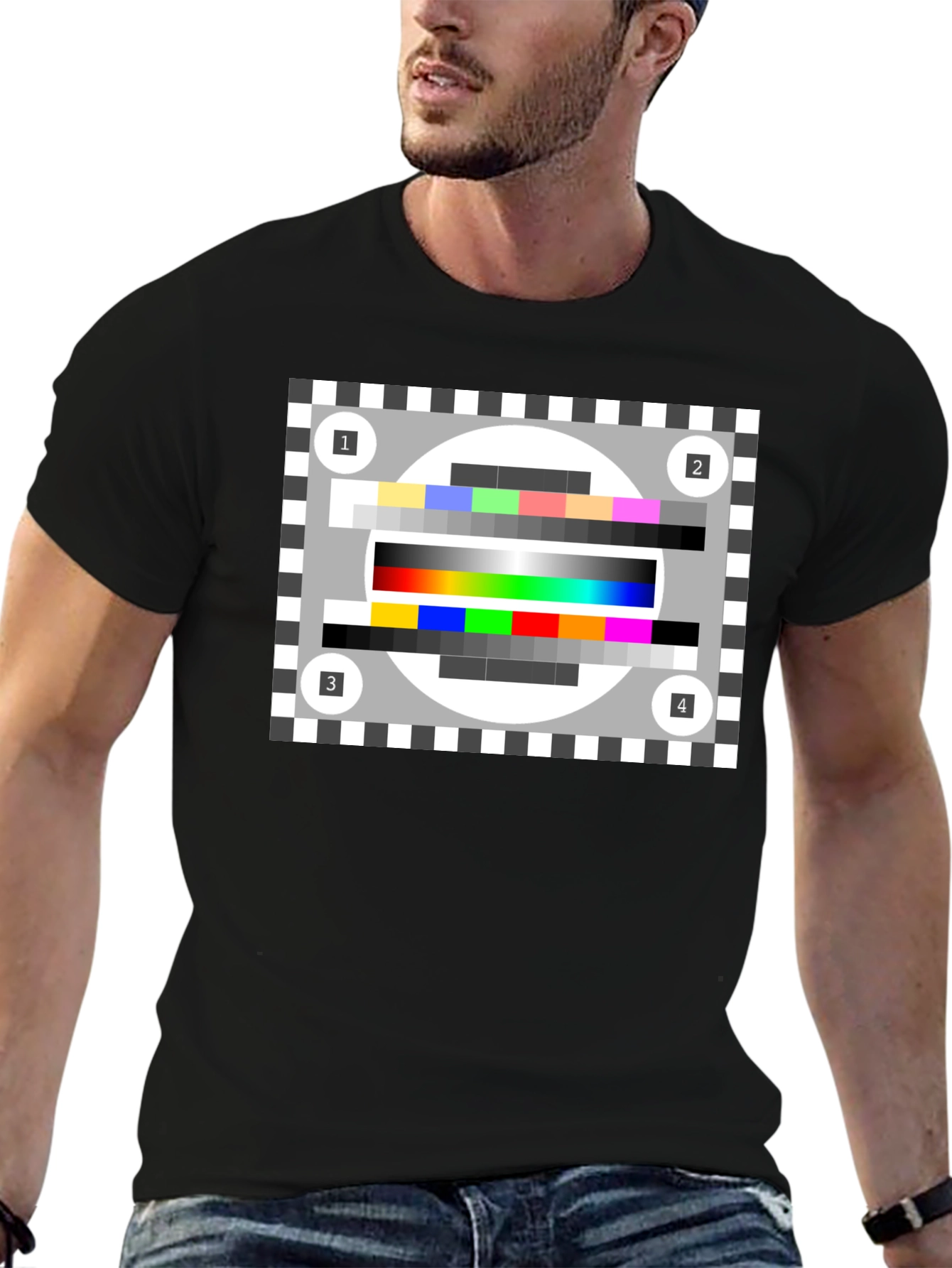 Black TV Test Pattern Black Tee - Stay Tuned! view 6
