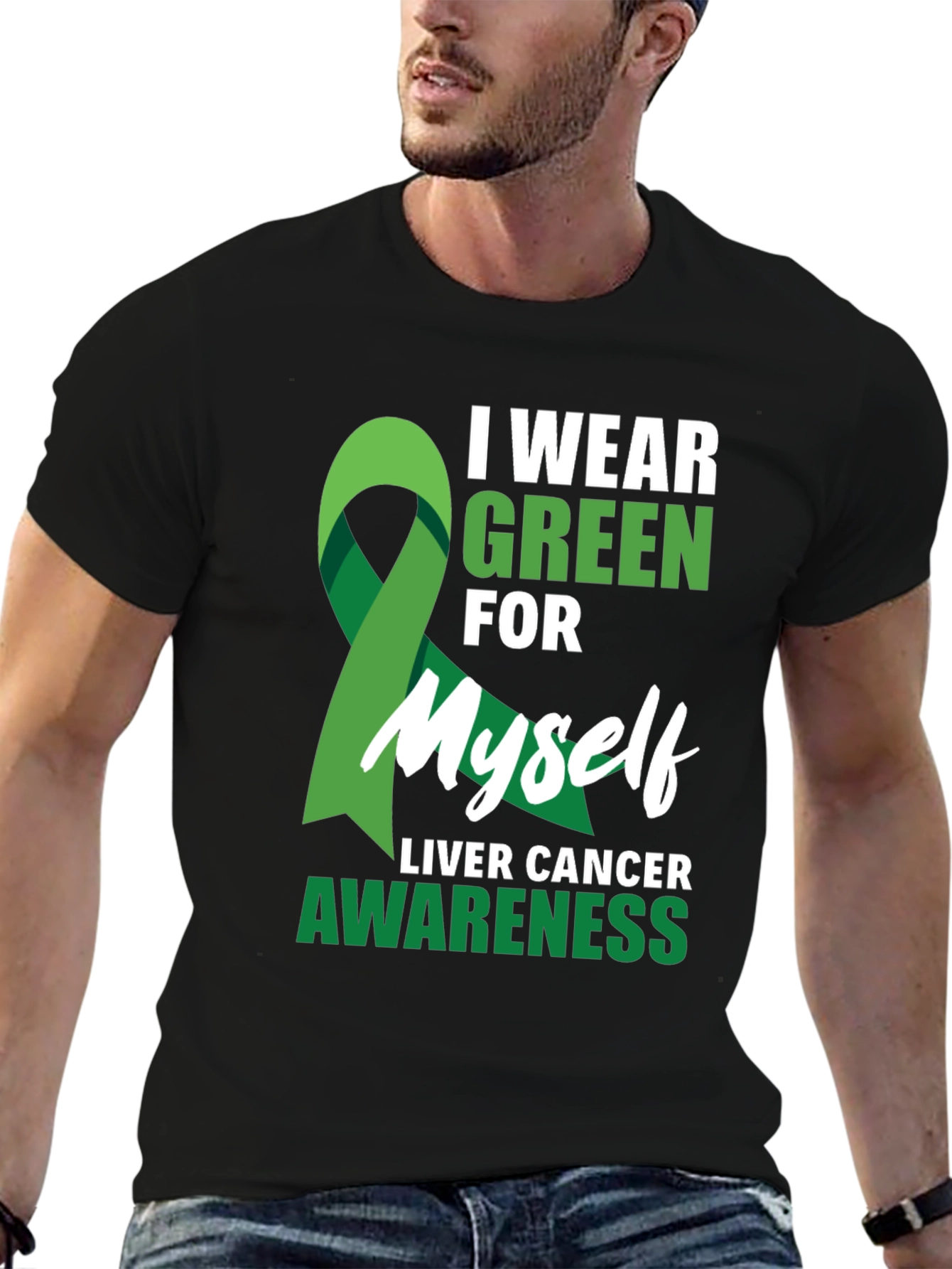 Green Ribbon Liver Cancer Awareness T-Shirt - 6