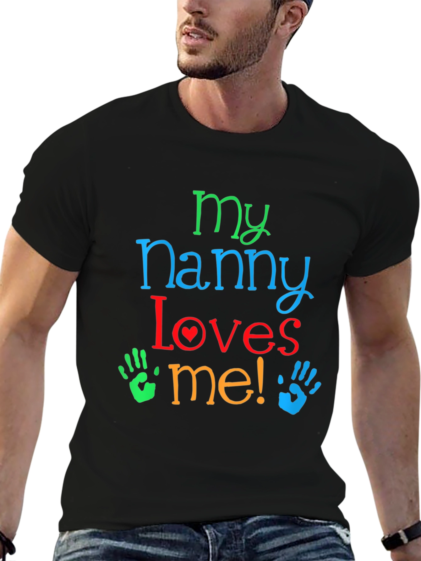 Black My Nanny Loves Me! Black T-Shirt view 6