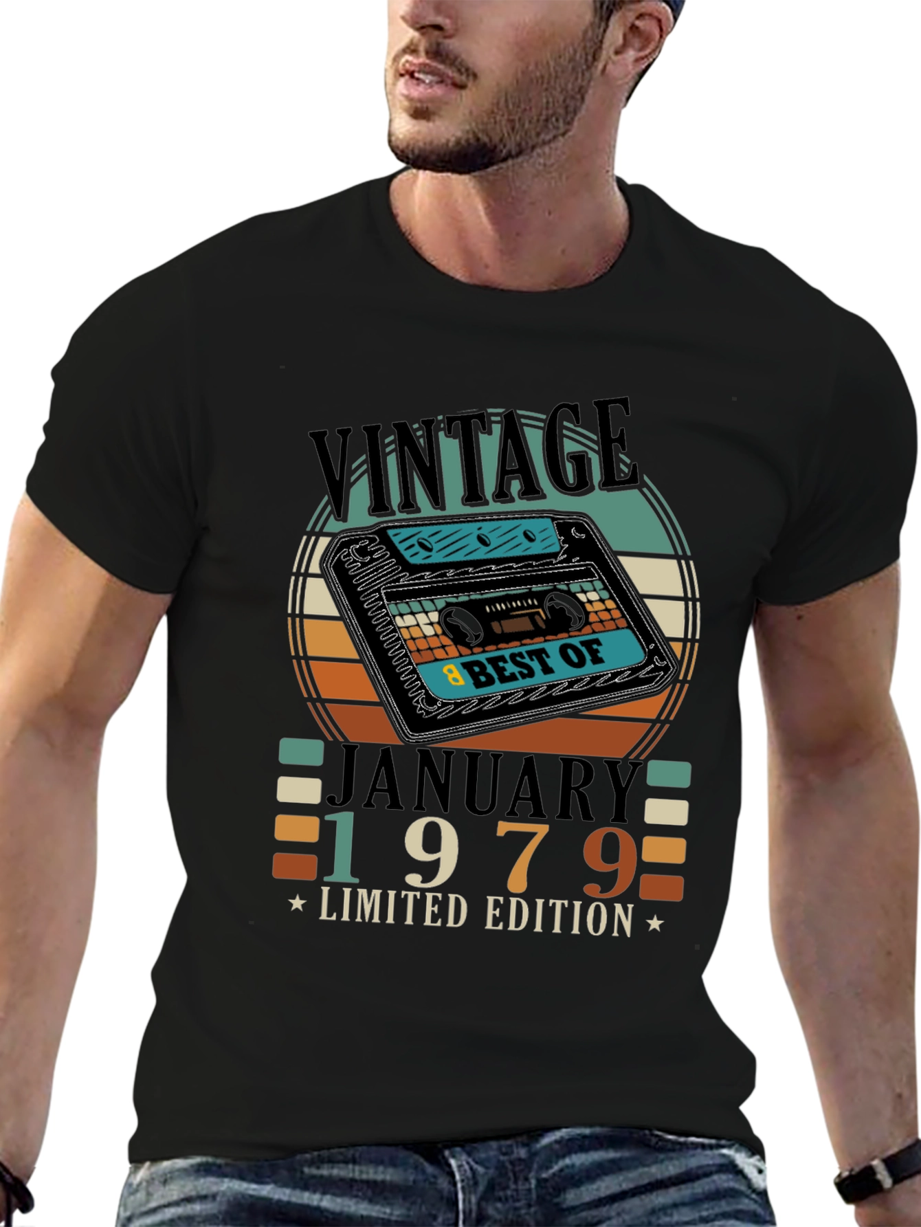 Black Vintage January 1979 Limited Edition Cassette T-Shirt view 6